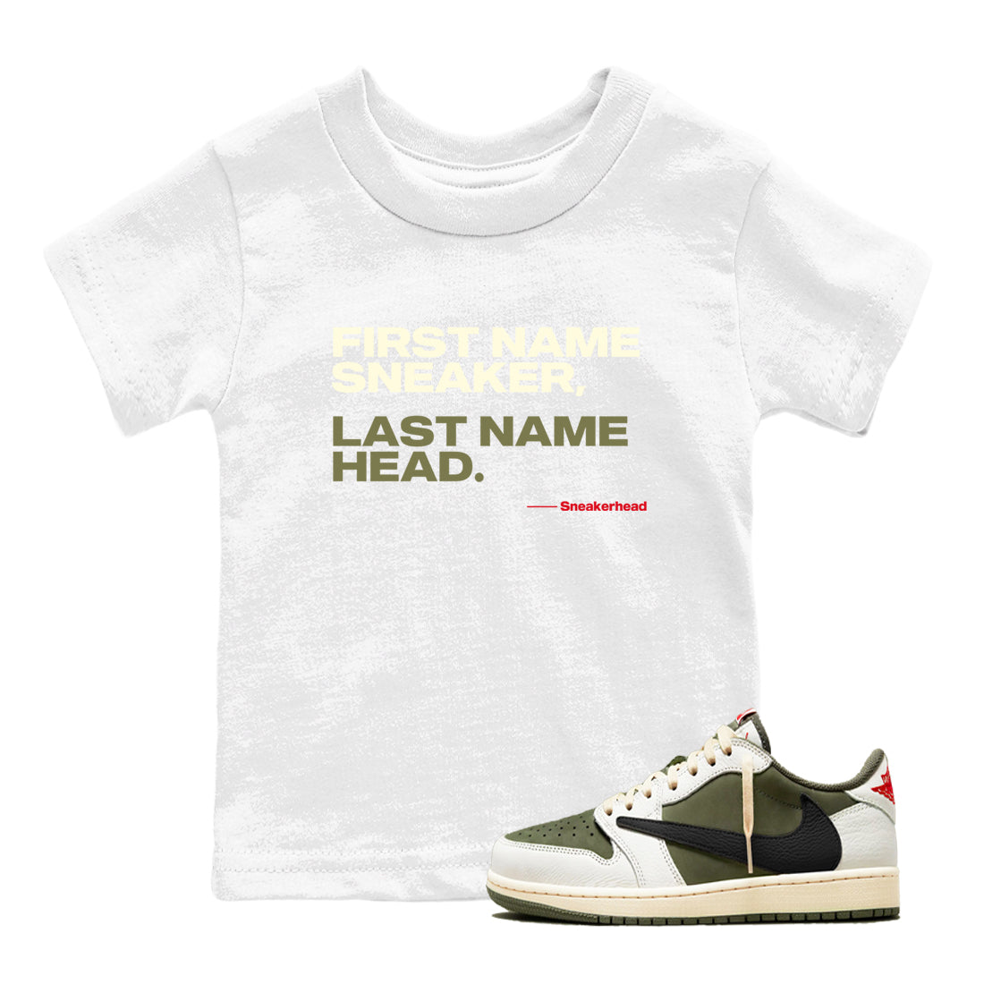 My Name Is snkmatch snkmatch Tees Kids - Air Jordan 1 Travis Scott Medium Olive