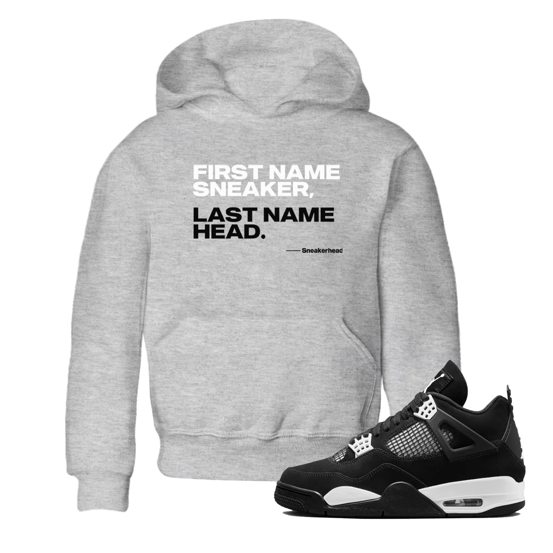 My Name Is snkmatch snkmatch Tees Kids - Air Jordan 4 White Thunder