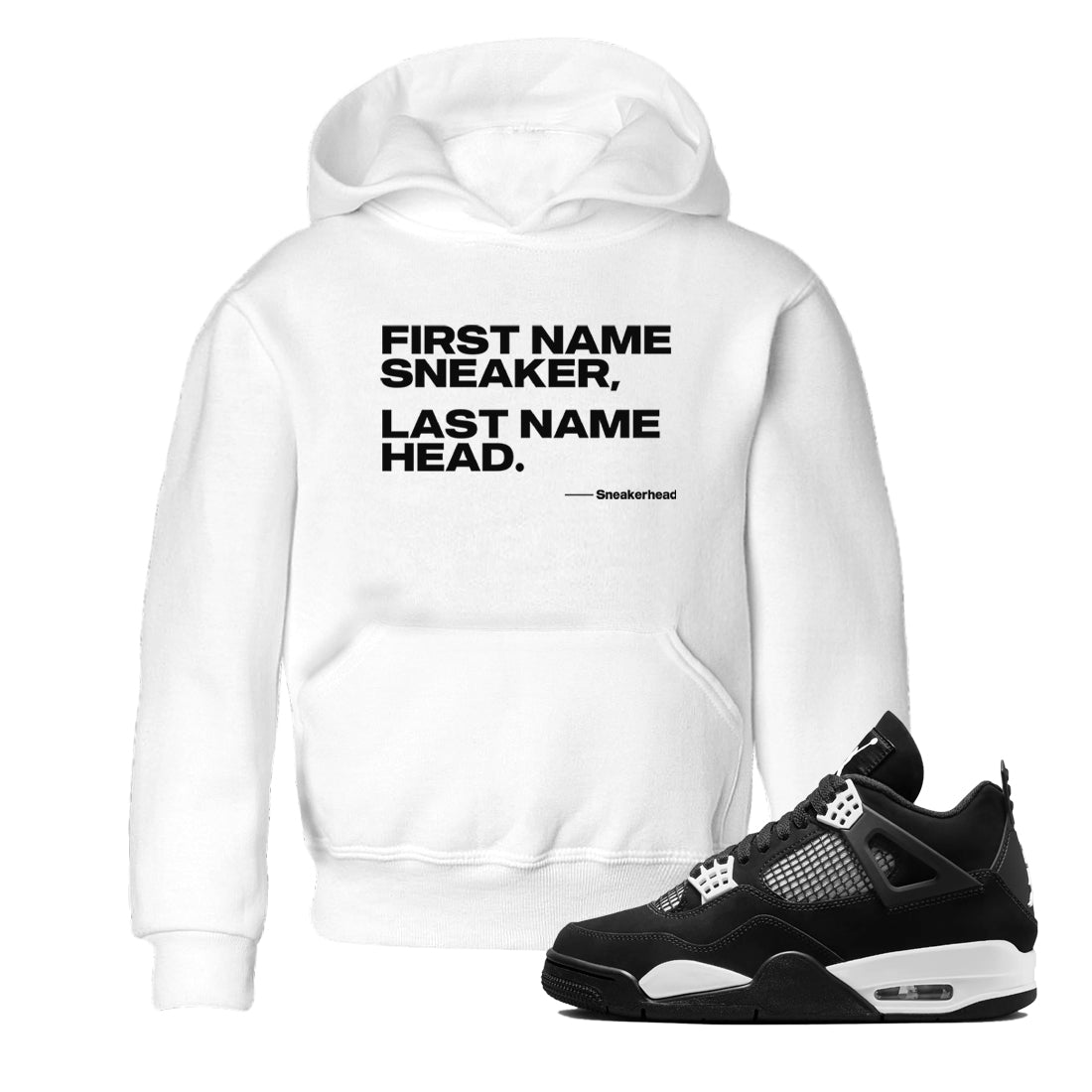 My Name Is snkmatch snkmatch Tees Kids - Air Jordan 4 White Thunder