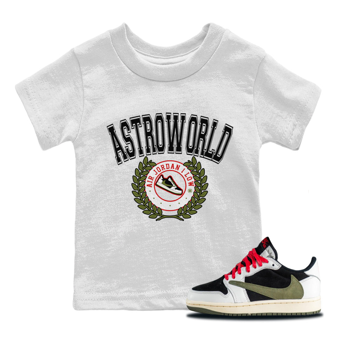 snkmatch Letter Kids Tops - Air Jordan 1 Travis Scott Olive