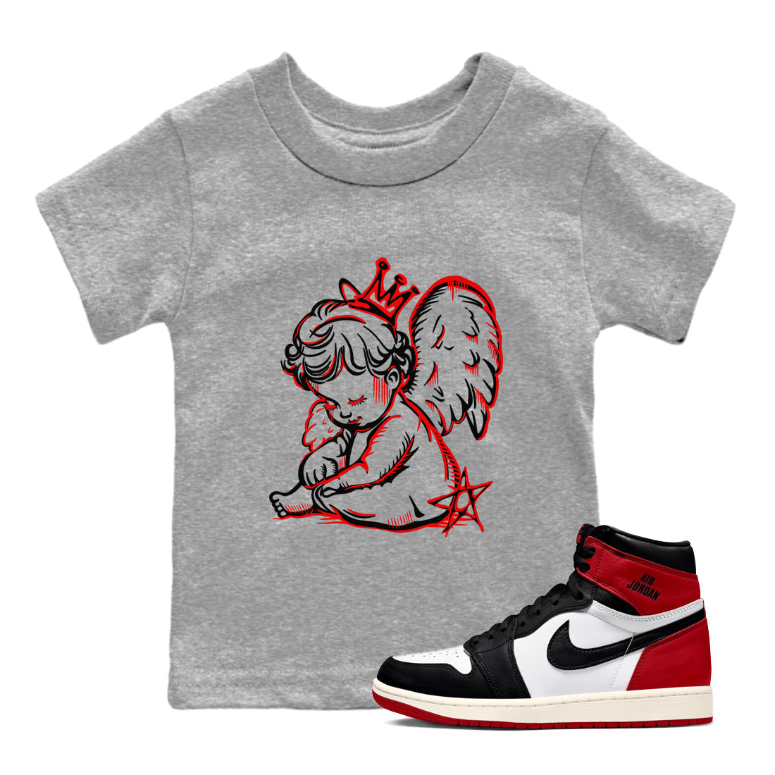 Neon Angel snkmatch Tees Kids - Air Jordan 1 Black Toe Reimagined