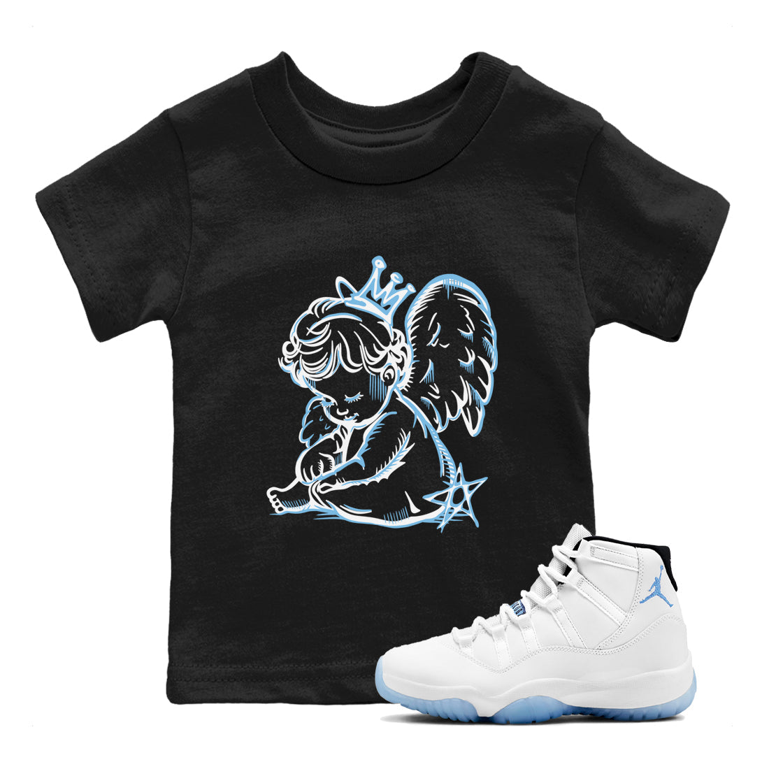 Neon Angel snkmatch Tees Kids - Air Jordan 11 Legend Blue