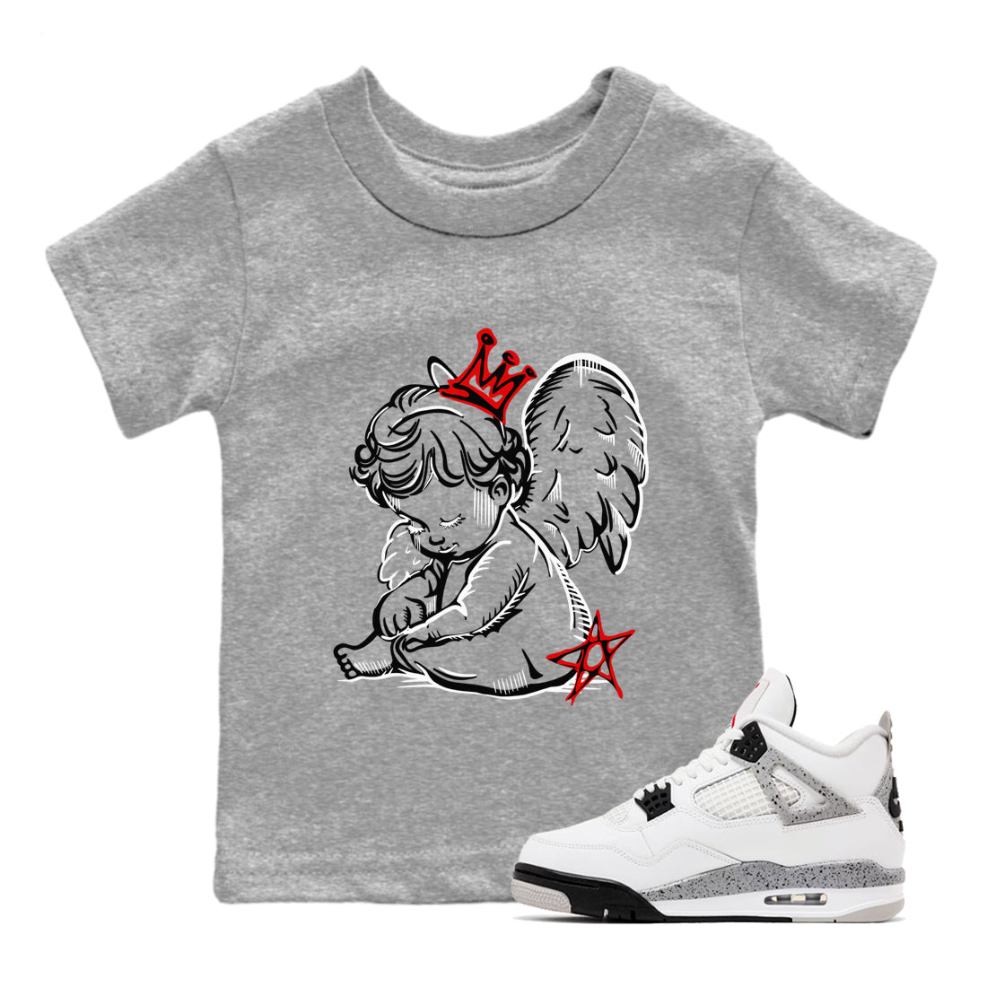 Neon Angel snkmatch Tees Kids - Air Jordan 4 White Cement