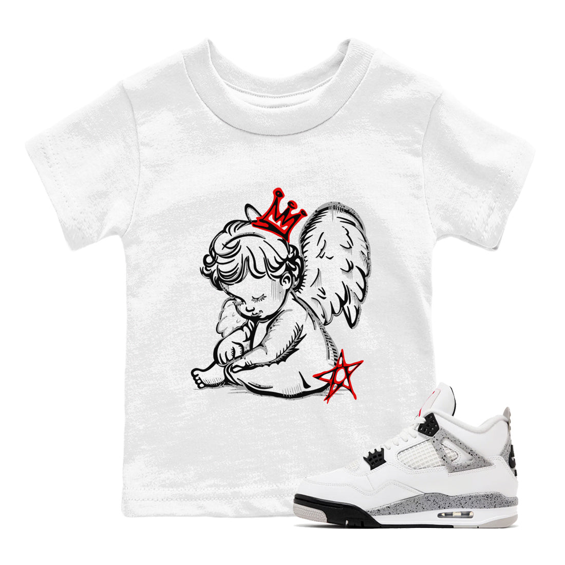 Neon Angel snkmatch Tees Kids - Air Jordan 4 White Cement