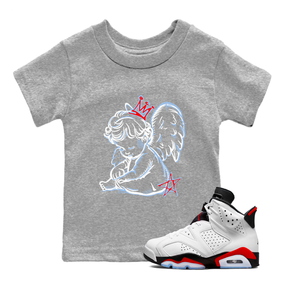 Neon Angel snkmatch Tees Kids - Air Jordan 6 Fire Red