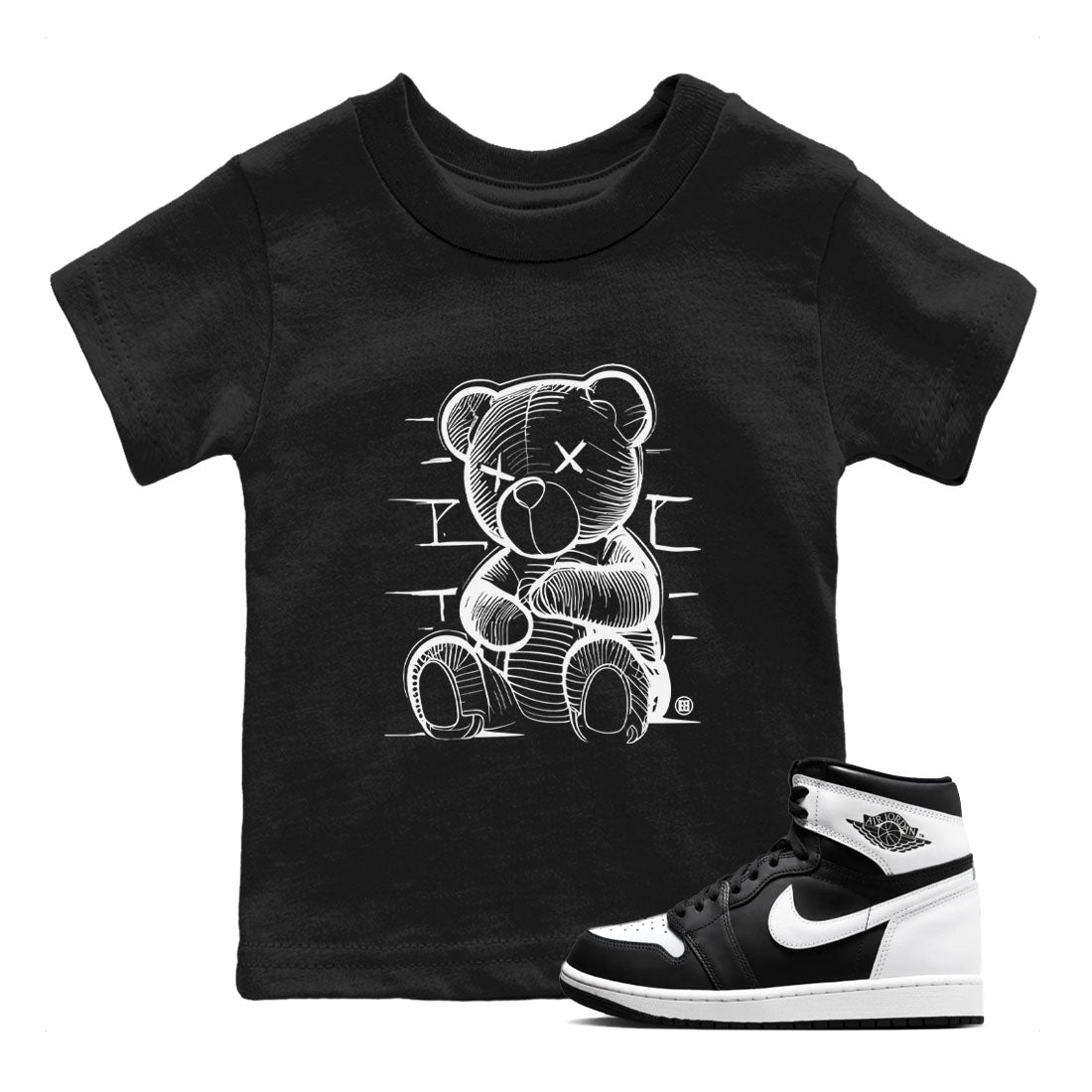 Neon Bear snkmatch Tees Kids - Air Jordan 1 Black White