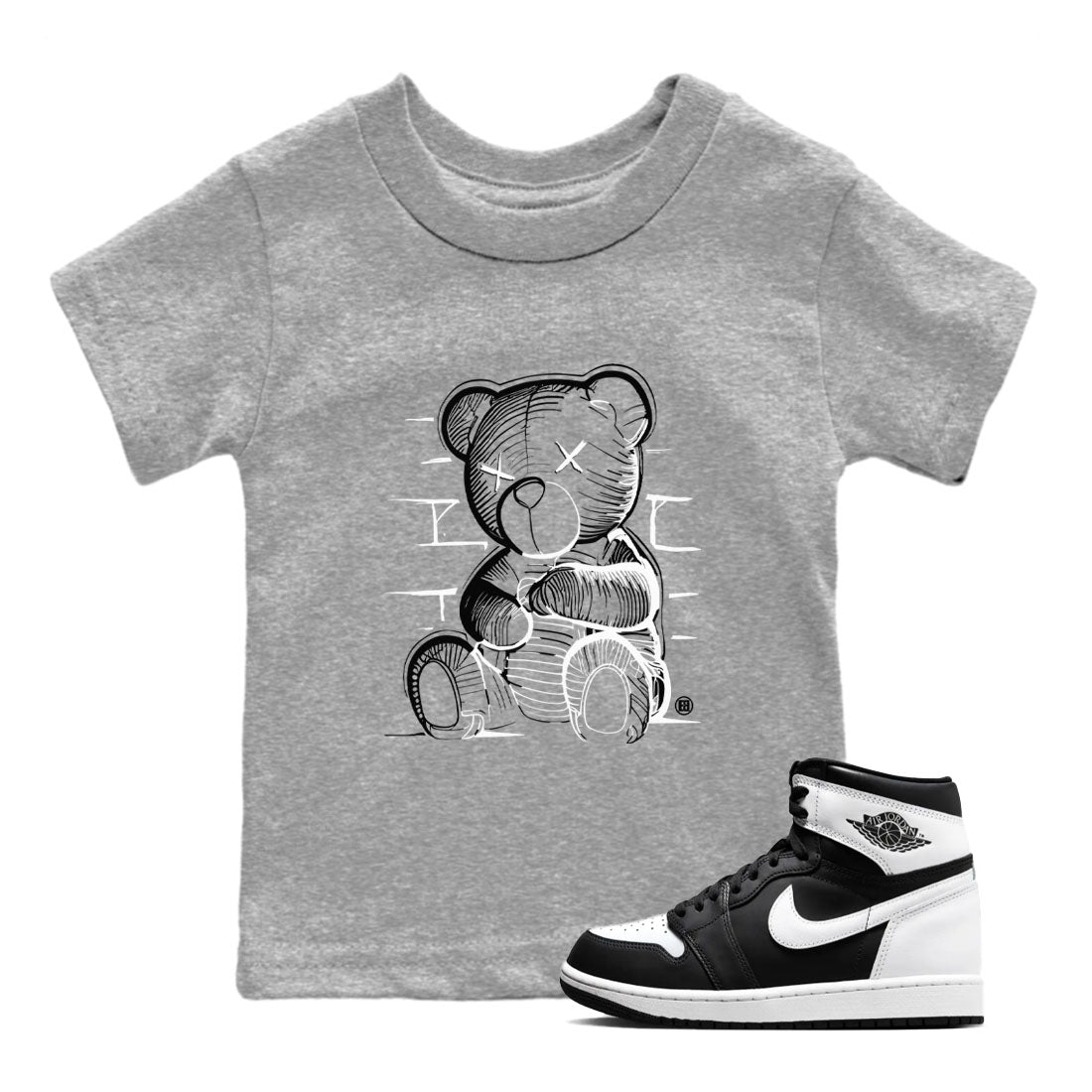 Neon Bear snkmatch Tees Kids - Air Jordan 1 Black White