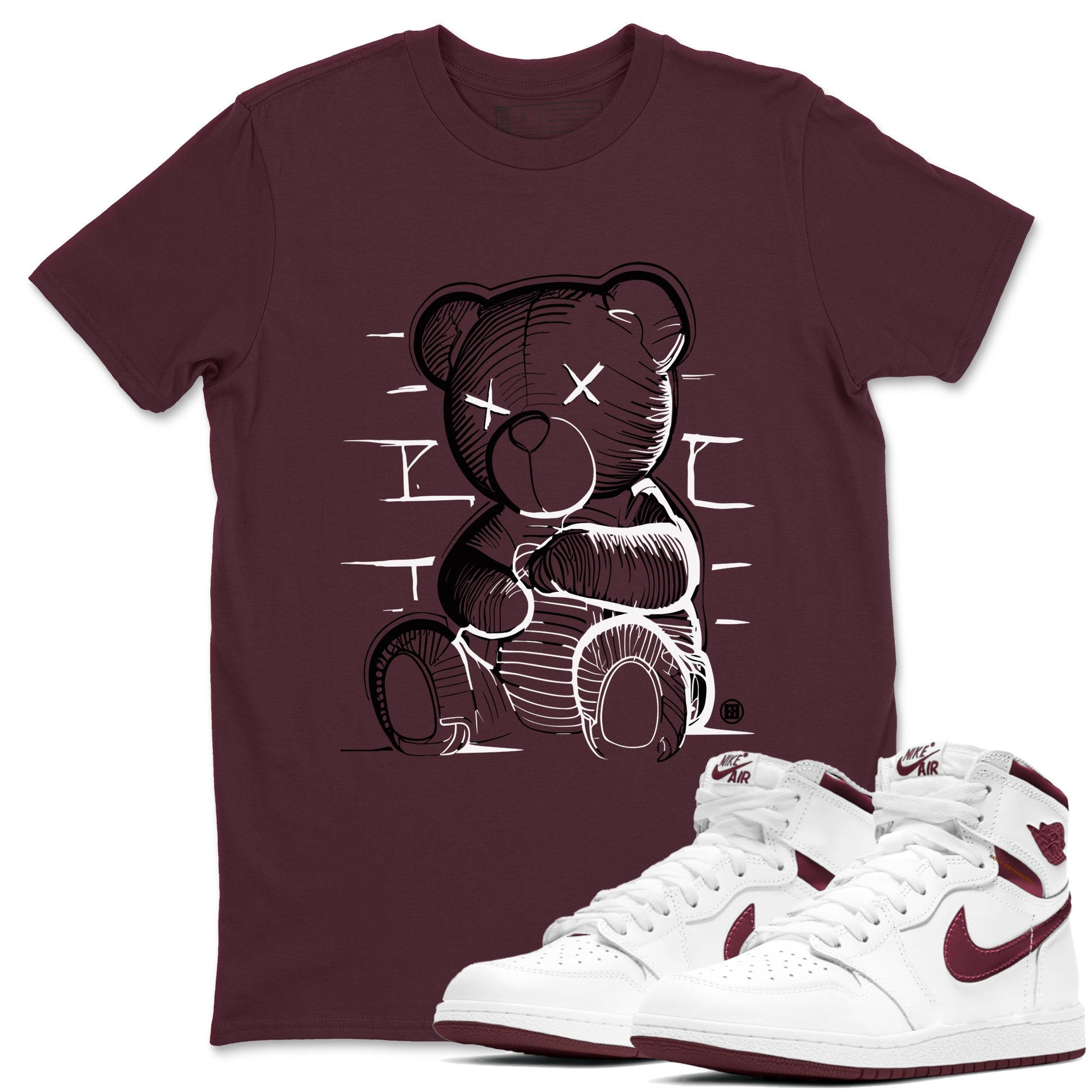 Neon Bear snkmatch Tees - Air Jordan 1 Metallic Burgundy