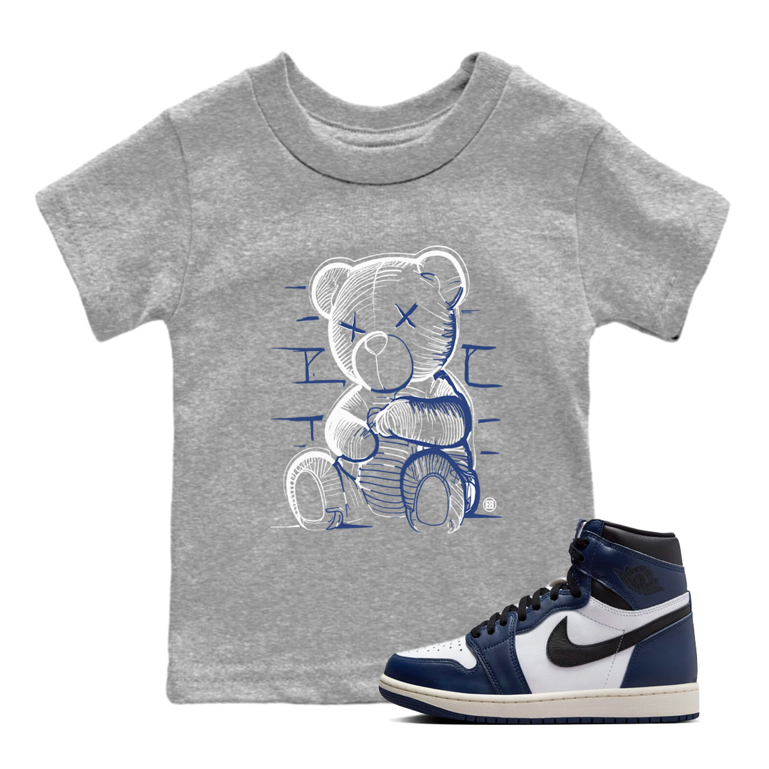 Neon Bear snkmatch Tees Kids - Air Jordan 1 Midnight Navy