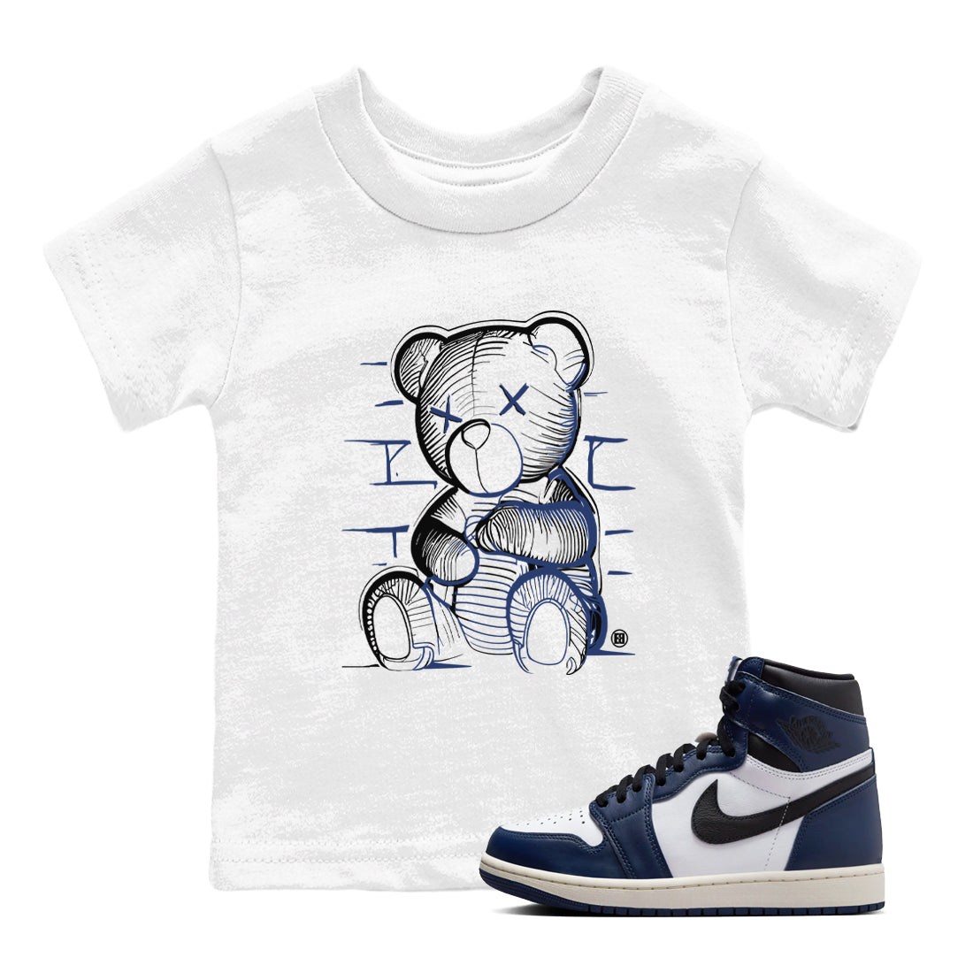 Neon Bear snkmatch Tees Kids - Air Jordan 1 Midnight Navy