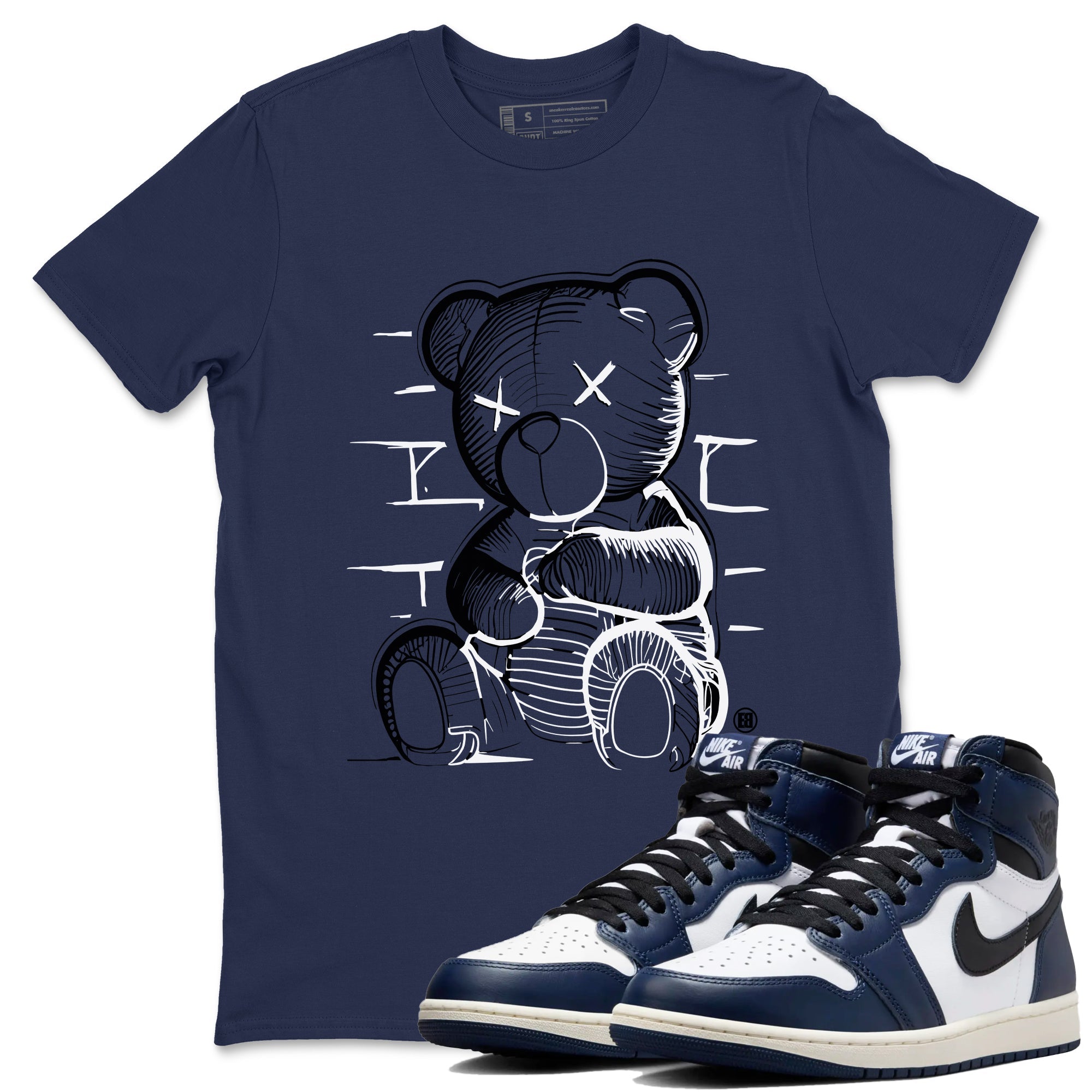 Neon Bear snkmatch Tees - Air Jordan 1 Midnight Navy