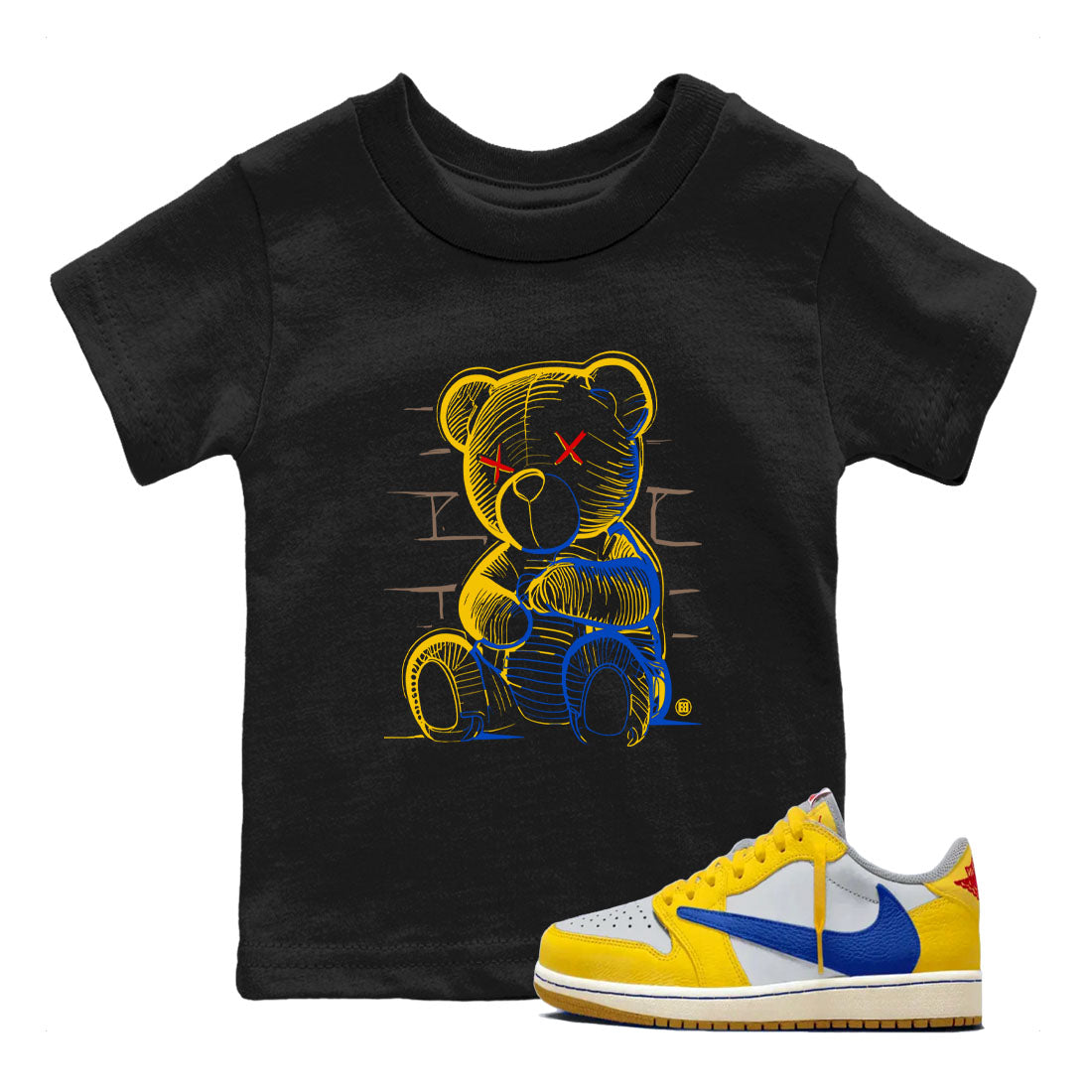 Neon Bear snkmatch Tees Kids - Air Jordan 1 Travis Scott Canary