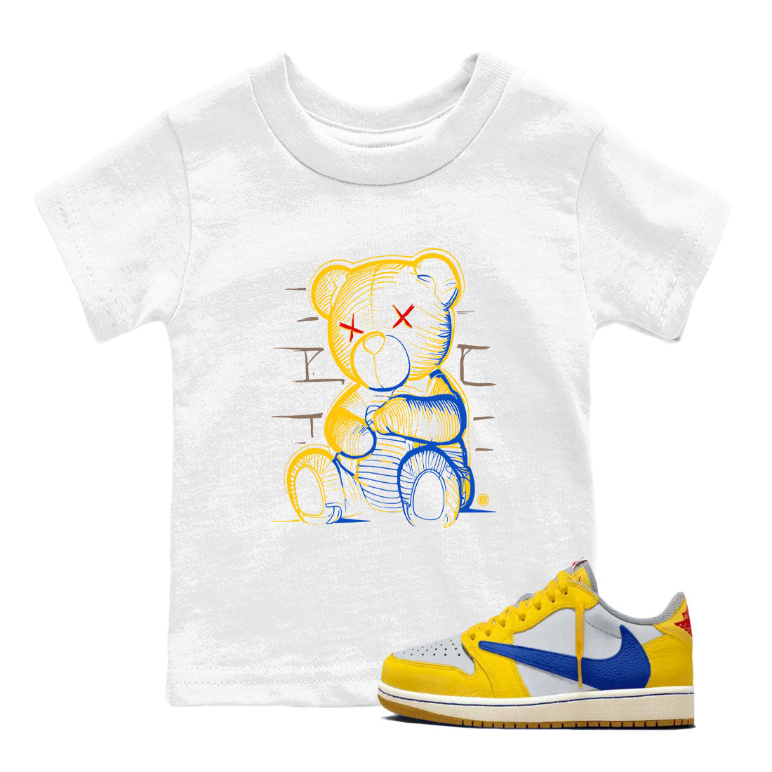 Neon Bear snkmatch Tees Kids - Air Jordan 1 Travis Scott Canary
