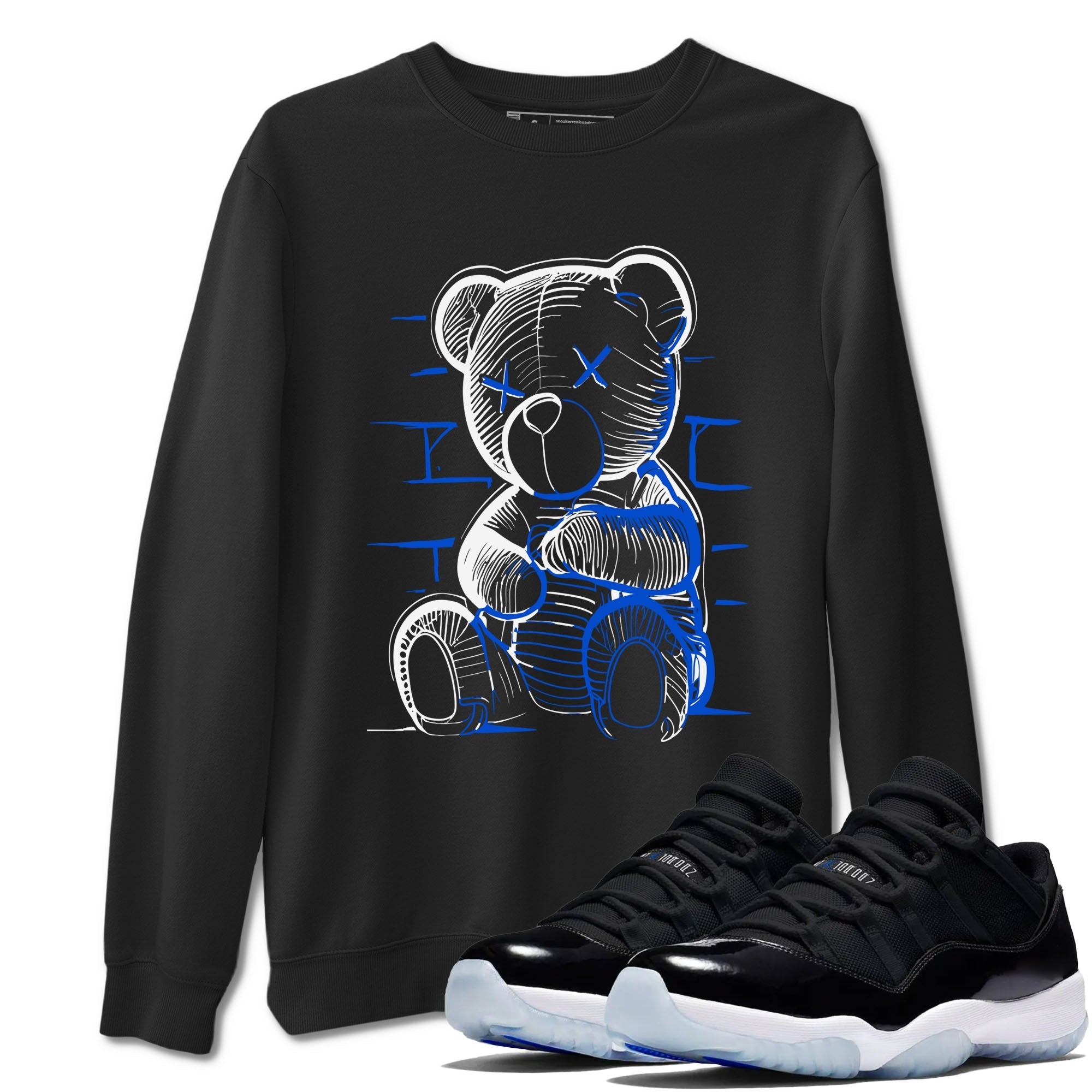 Neon Bear snkmatch Tees - Air Jordan 11 Black and Varsity Royal