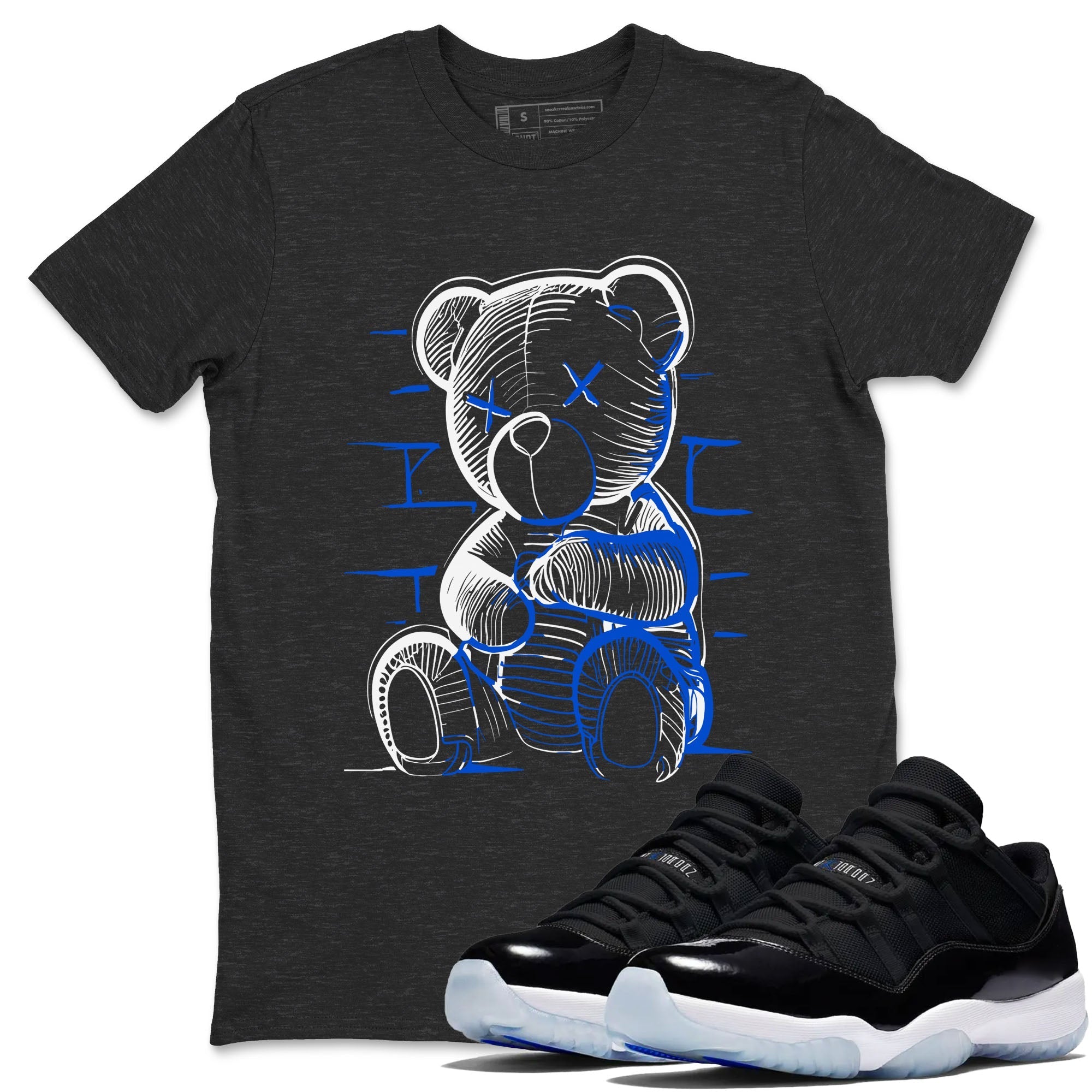Neon Bear snkmatch Tees - Air Jordan 11 Black and Varsity Royal