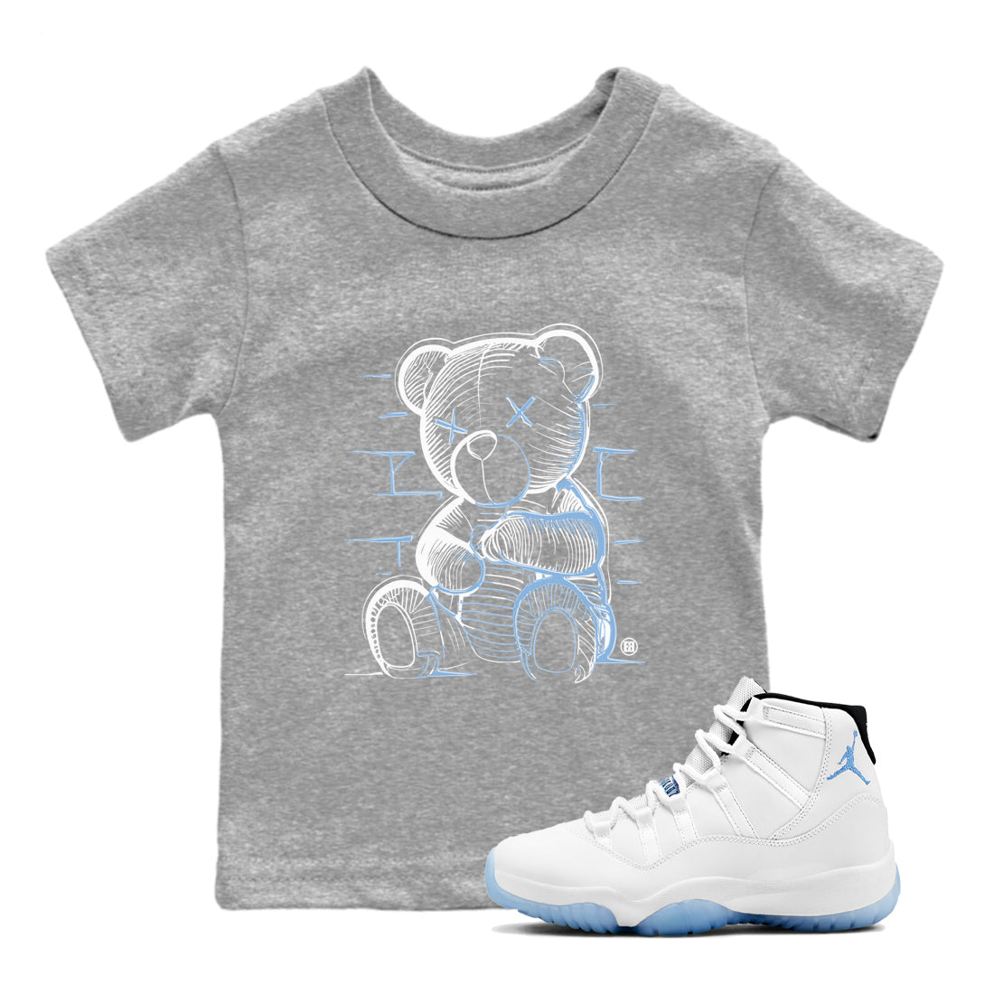 Neon Bear snkmatch Tees Kids - Air Jordan 11 Legend Blue