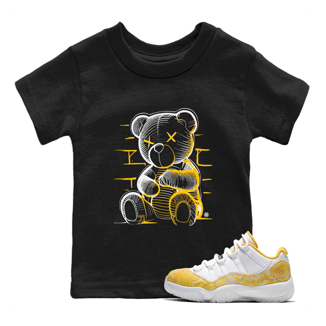 Neon Bear Kids Tops - Air Jordan 11 Yellow Python