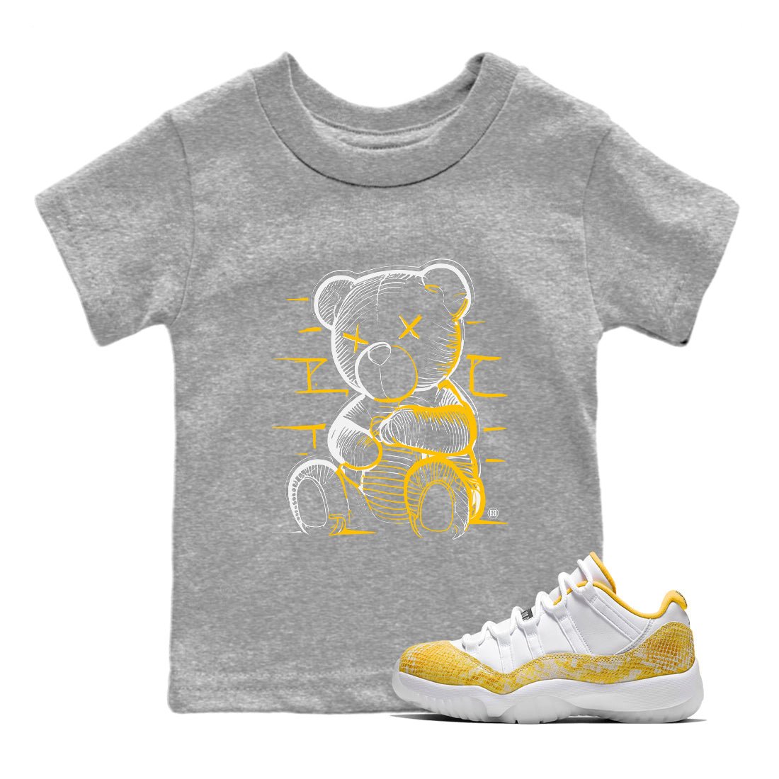 Neon Bear Kids Tops - Air Jordan 11 Yellow Python