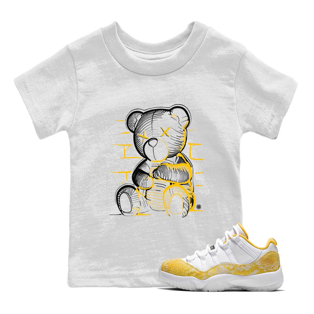 Neon Bear Kids Tops - Air Jordan 11 Yellow Python