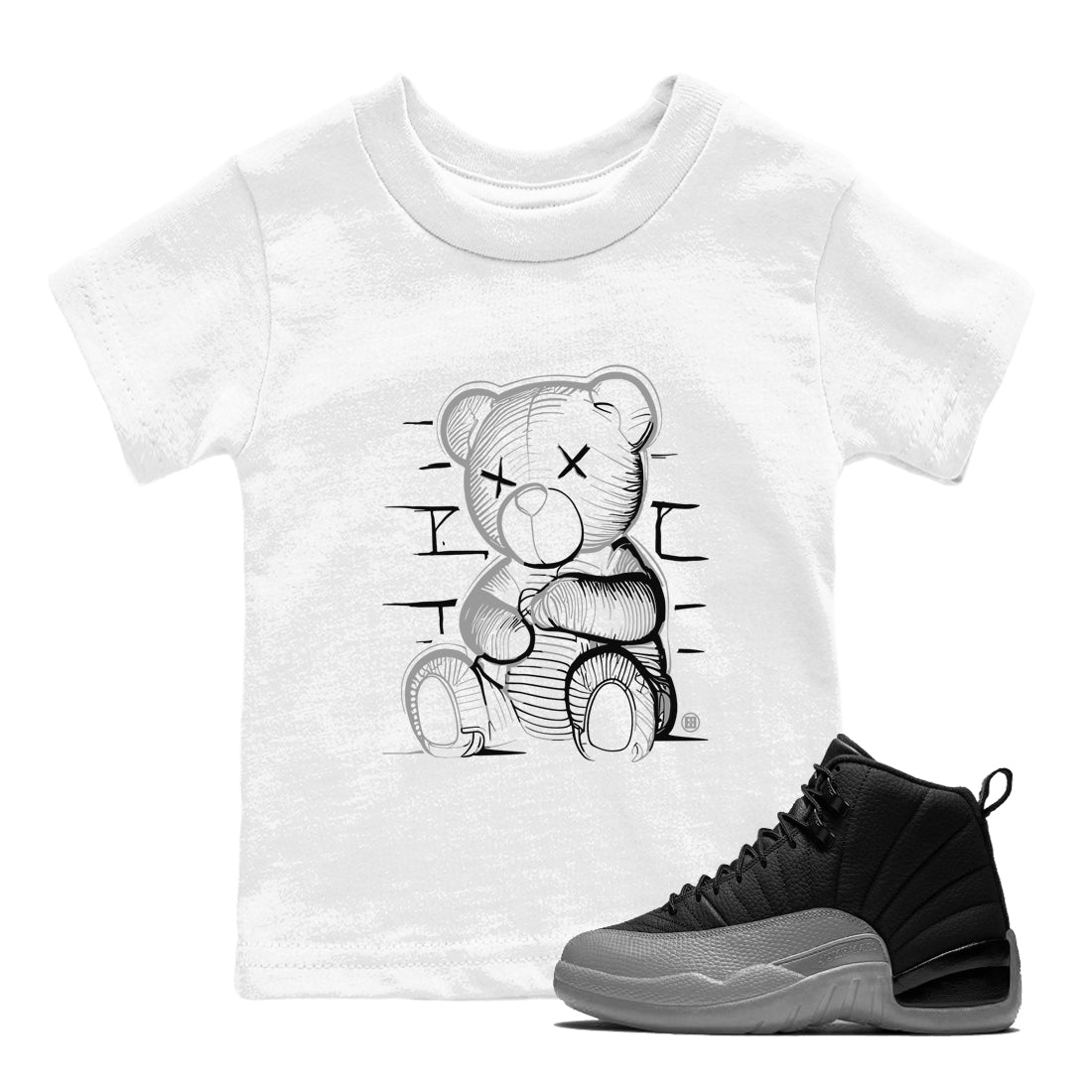Neon Bear snkmatch Tees Kids - Air Jordan 12 Black Wolf Grey