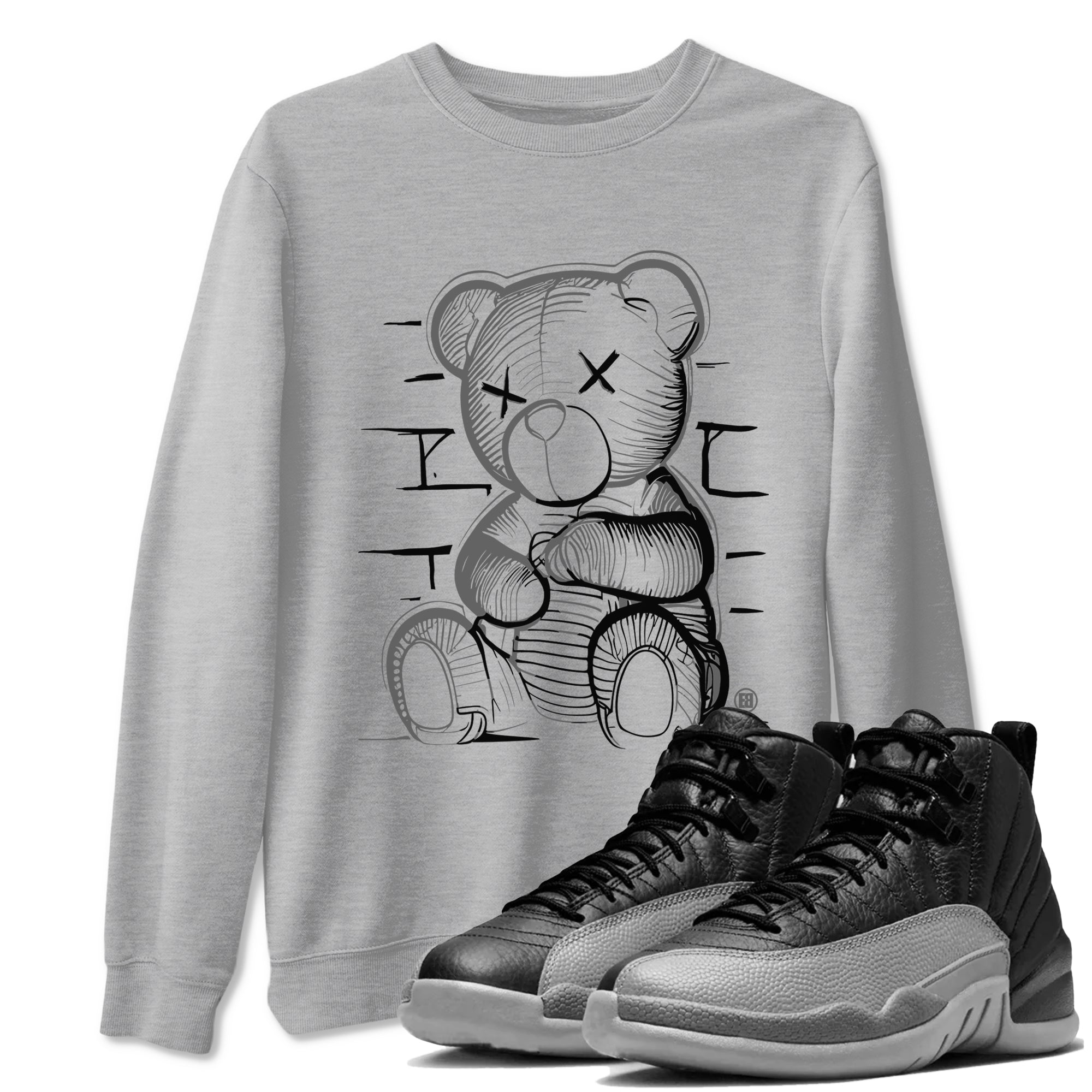 Neon Bear snkmatch Tees - Air Jordan 12 Black Wolf Grey