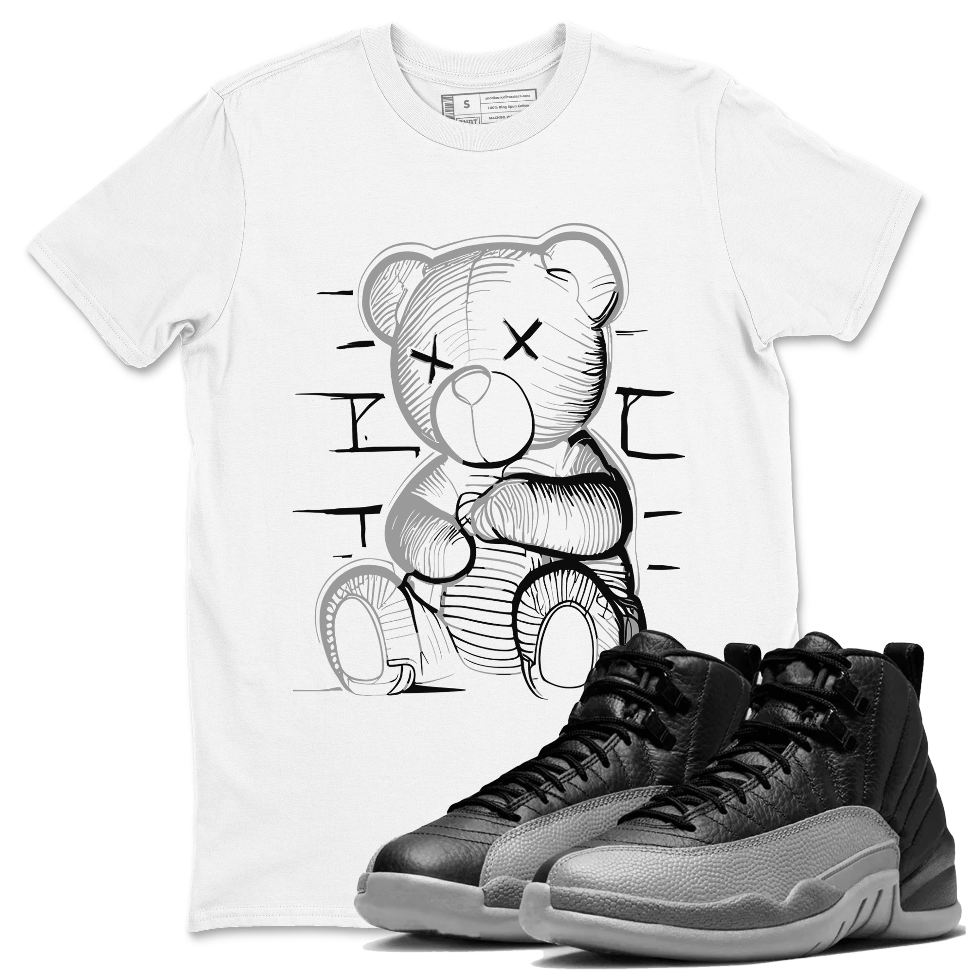 Neon Bear snkmatch Tees - Air Jordan 12 Black Wolf Grey