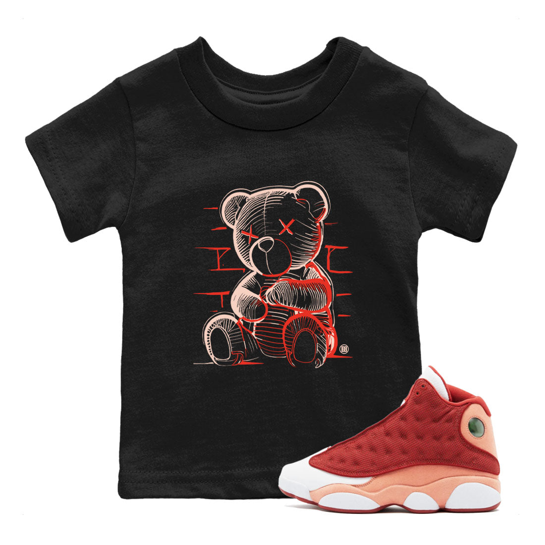 Neon Bear snkmatch Tees Kids - Air Jordan 13 Dune Red