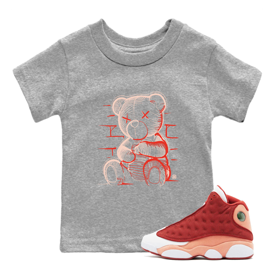 Neon Bear snkmatch Tees Kids - Air Jordan 13 Dune Red