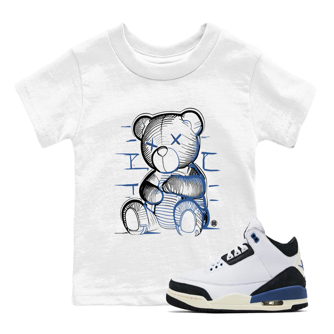 Neon Bear snkmatch Tees Kids - Air Jordan 3 A Ma Maniere x Diffused Blue