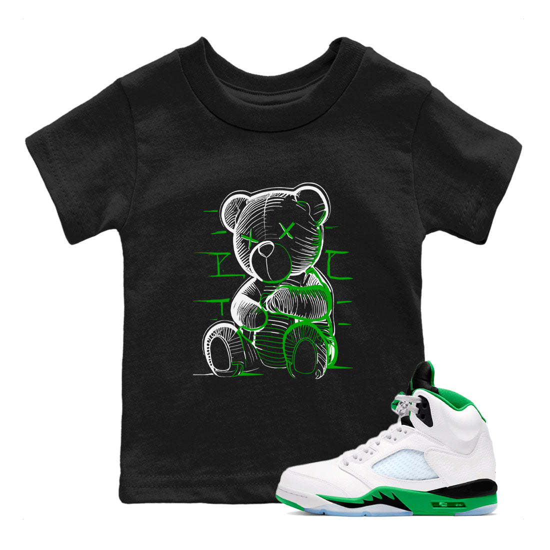 Neon Bear snkmatch Tee Kids - Air Jordan 5 Lucky Green