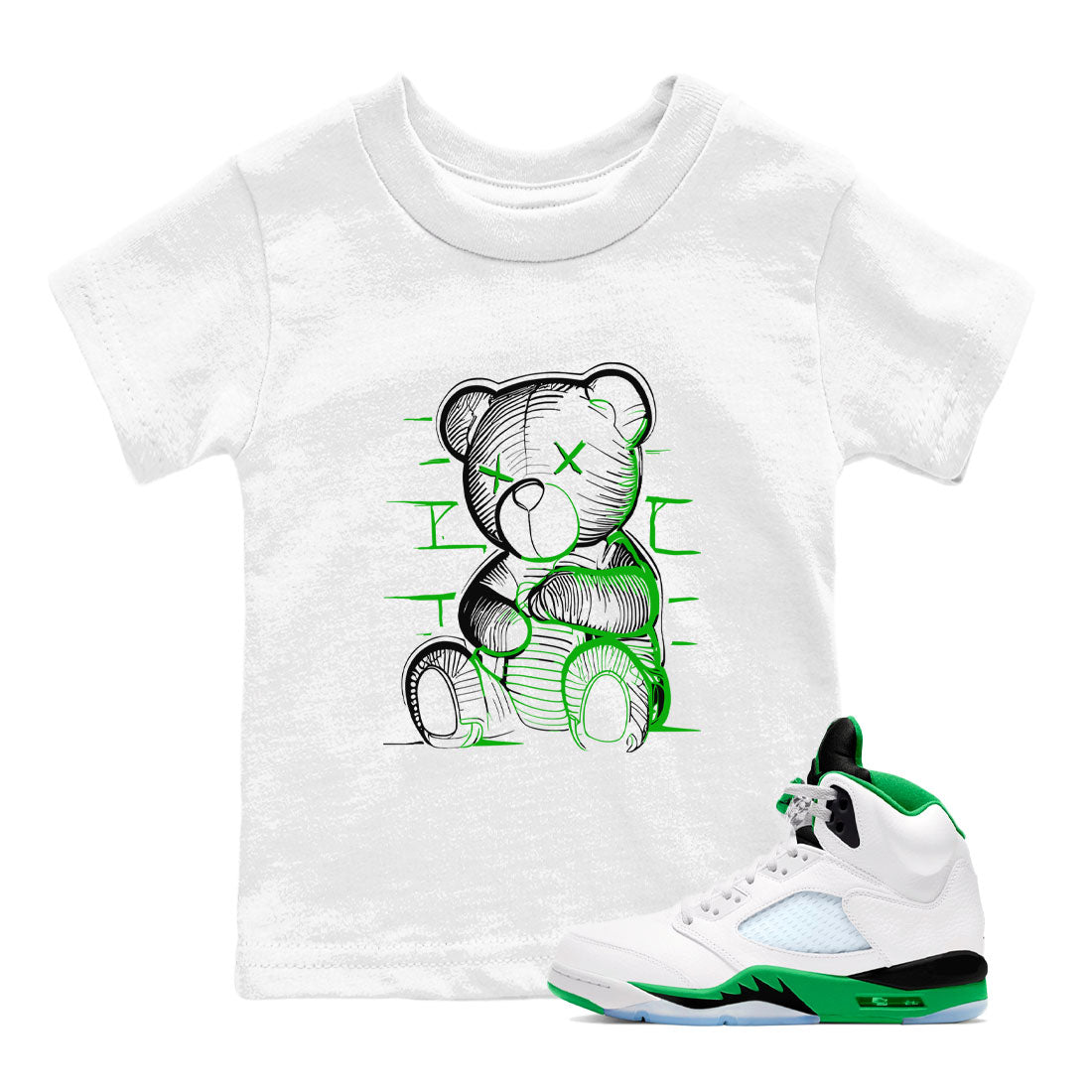 Neon Bear snkmatch Tee Kids - Air Jordan 5 Lucky Green