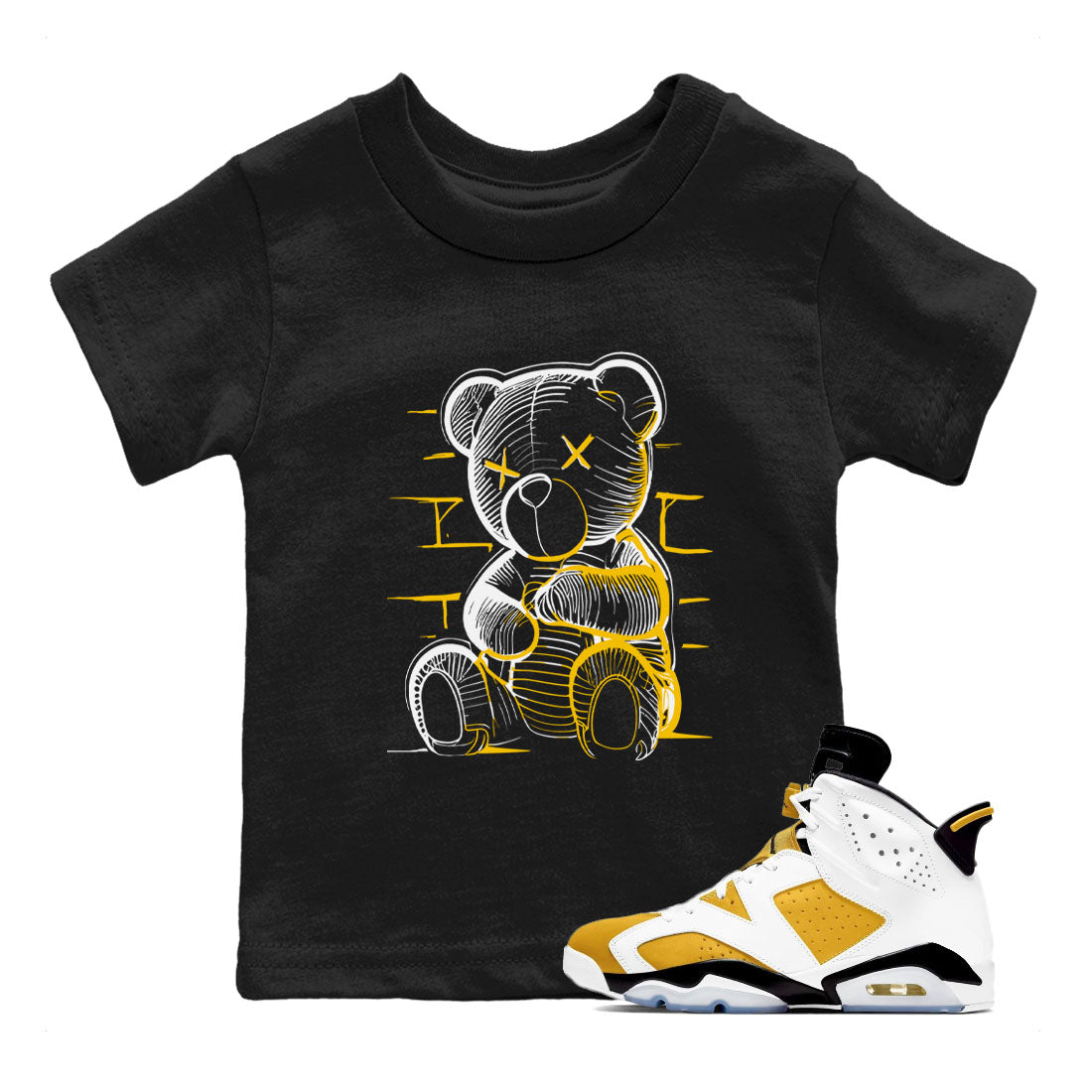Neon Bear snkmatch Tees Kids - Air Jordan 6 Yellow Ochre
