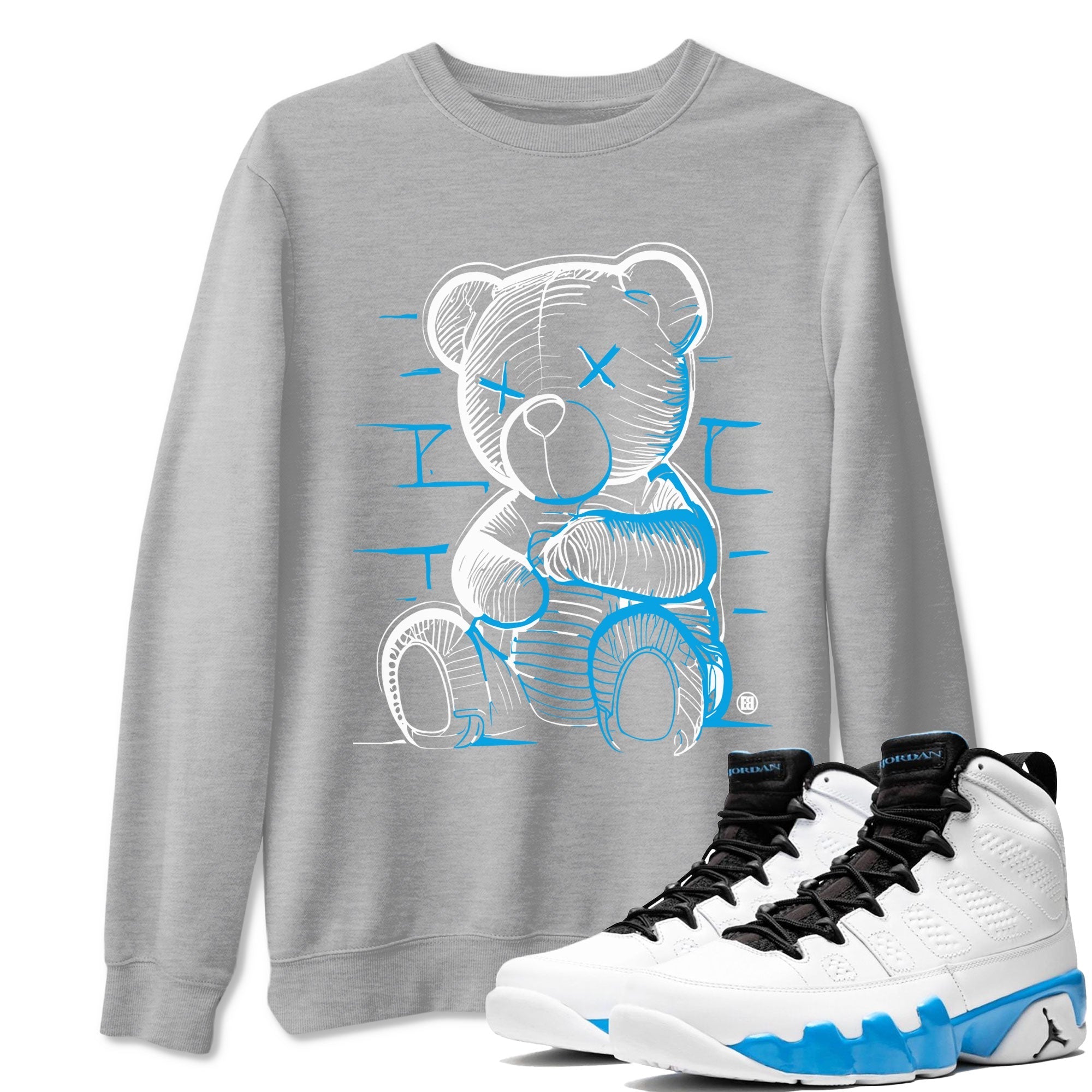 Neon Bear snkmatch Tees - Air Jordan 9 Powder Blue