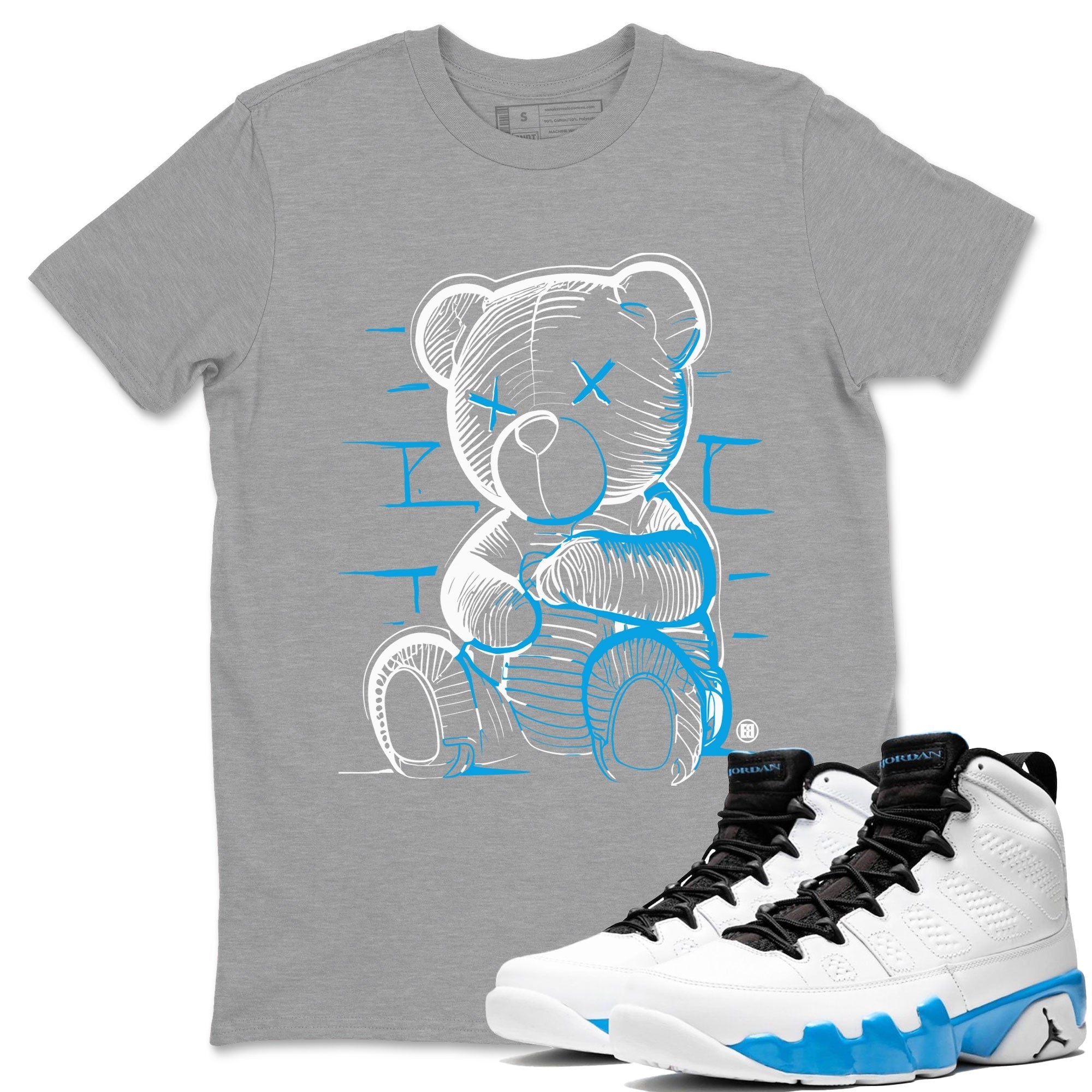Neon Bear snkmatch Tees - Air Jordan 9 Powder Blue