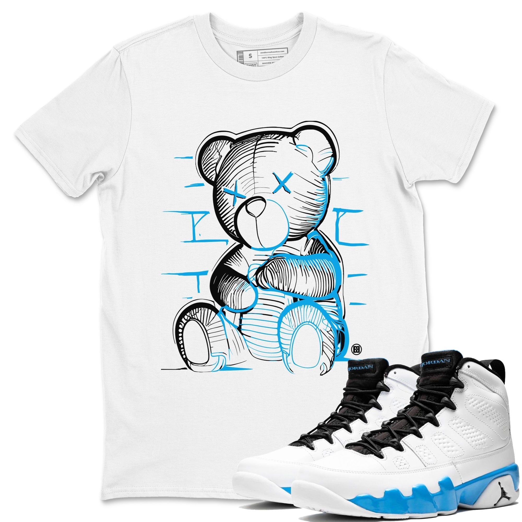 Neon Bear snkmatch Tees - Air Jordan 9 Powder Blue