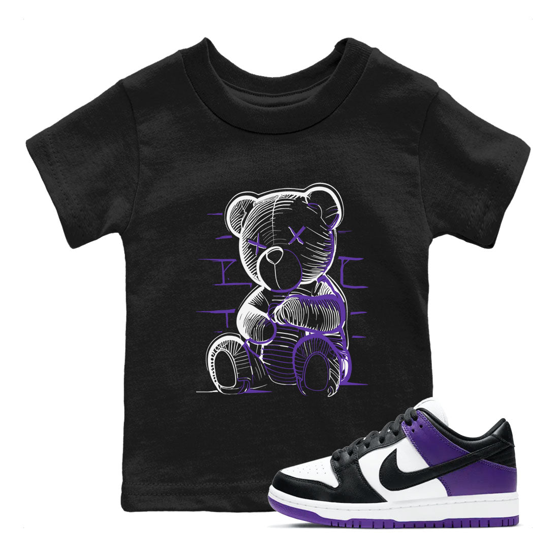 Neon Bear snkmatch Tees Kids - Dunk Low Court Purple