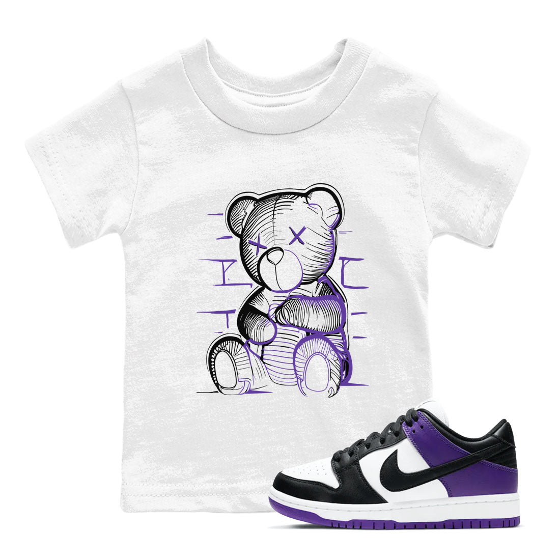Neon Bear snkmatch Tees Kids - Dunk Low Court Purple