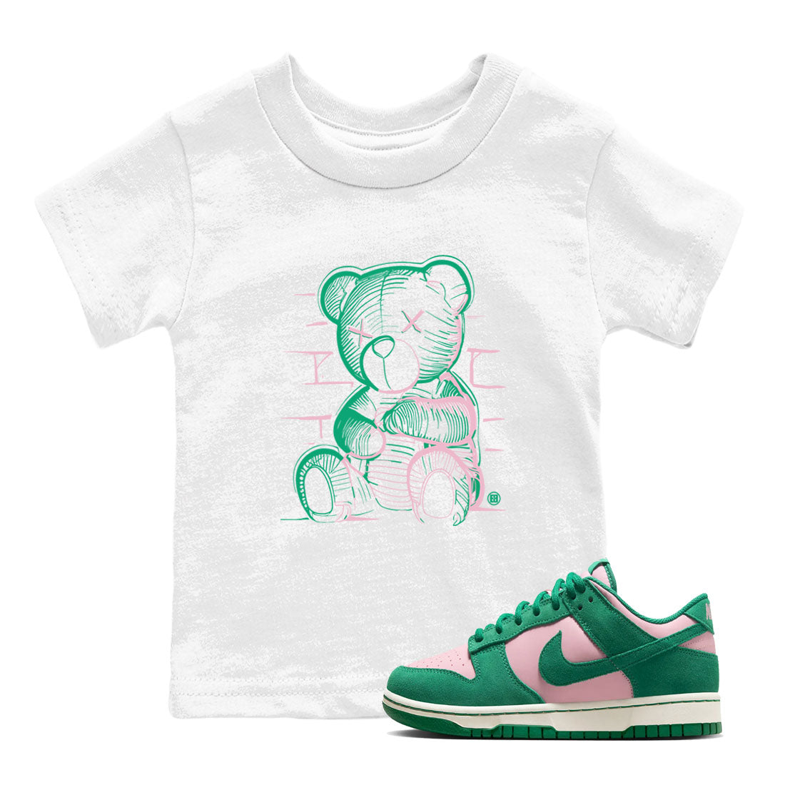 Neon Bear snkmatch Tees Kids - Dunk Medium Soft Pink Malachite