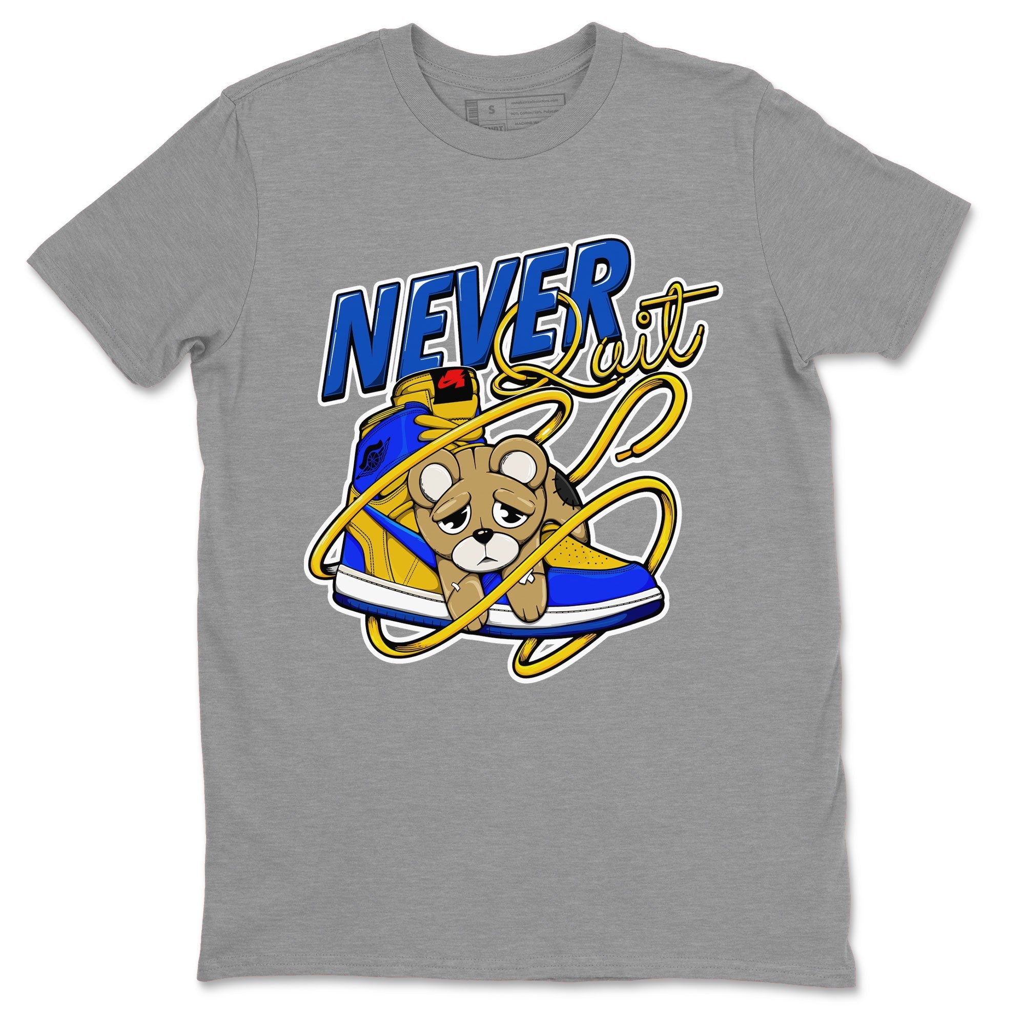 Never Quit snkmatch Tee - Air Jordan 1 Game Royal Varsity Maize
