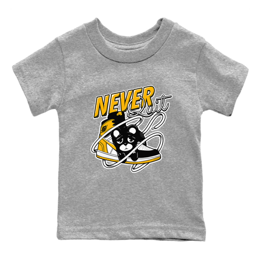 Never Quit snkmatch Tees Kids - Air Jordan 1 Yellow Ochre