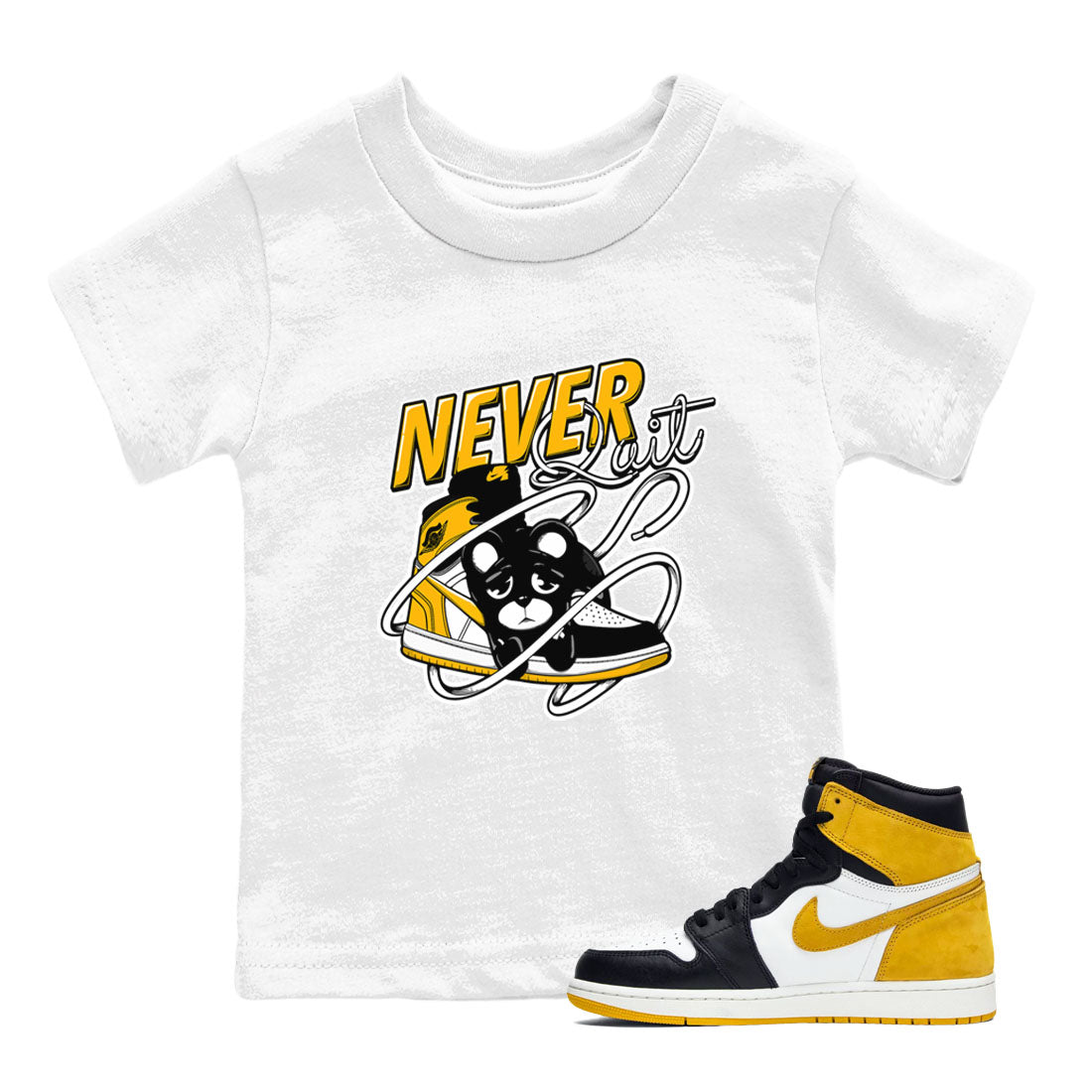 Never Quit snkmatch Tees Kids - Air Jordan 1 Yellow Ochre