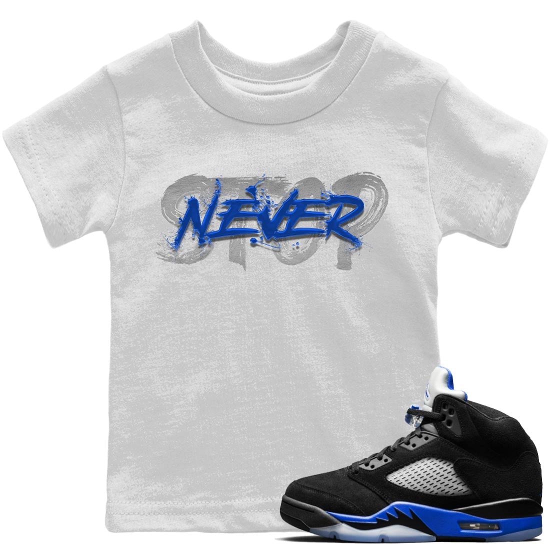 Never Stop Kids Tops - Air Jordan 5 Racer Blue
