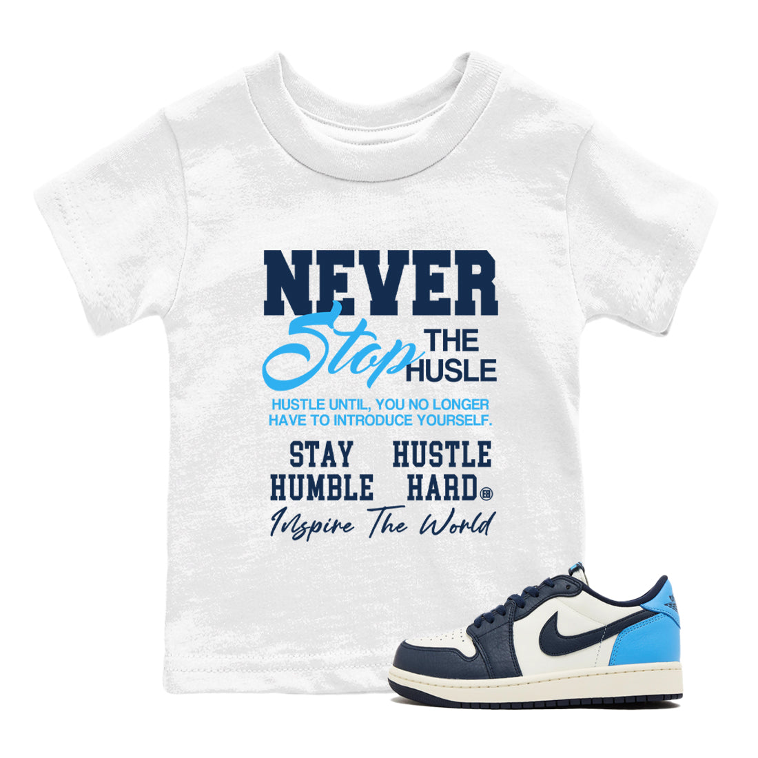 Never Stop The Hustle snkmatch Tees Kids - Air Jordan 1 Obsidian