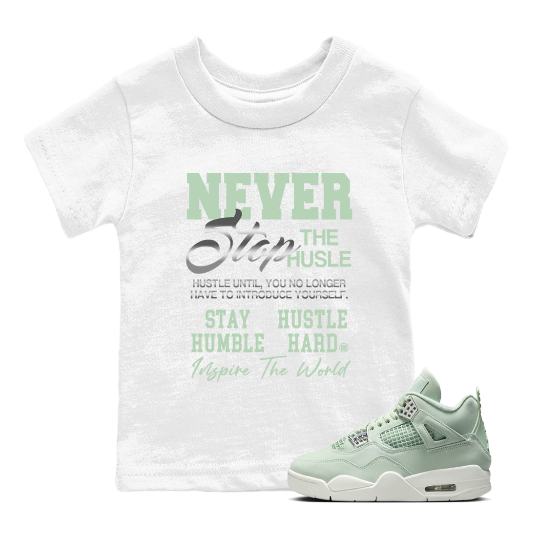 Never Stop The Hustle snkmatch Tees Kids - Air Jordan 4 Abundance