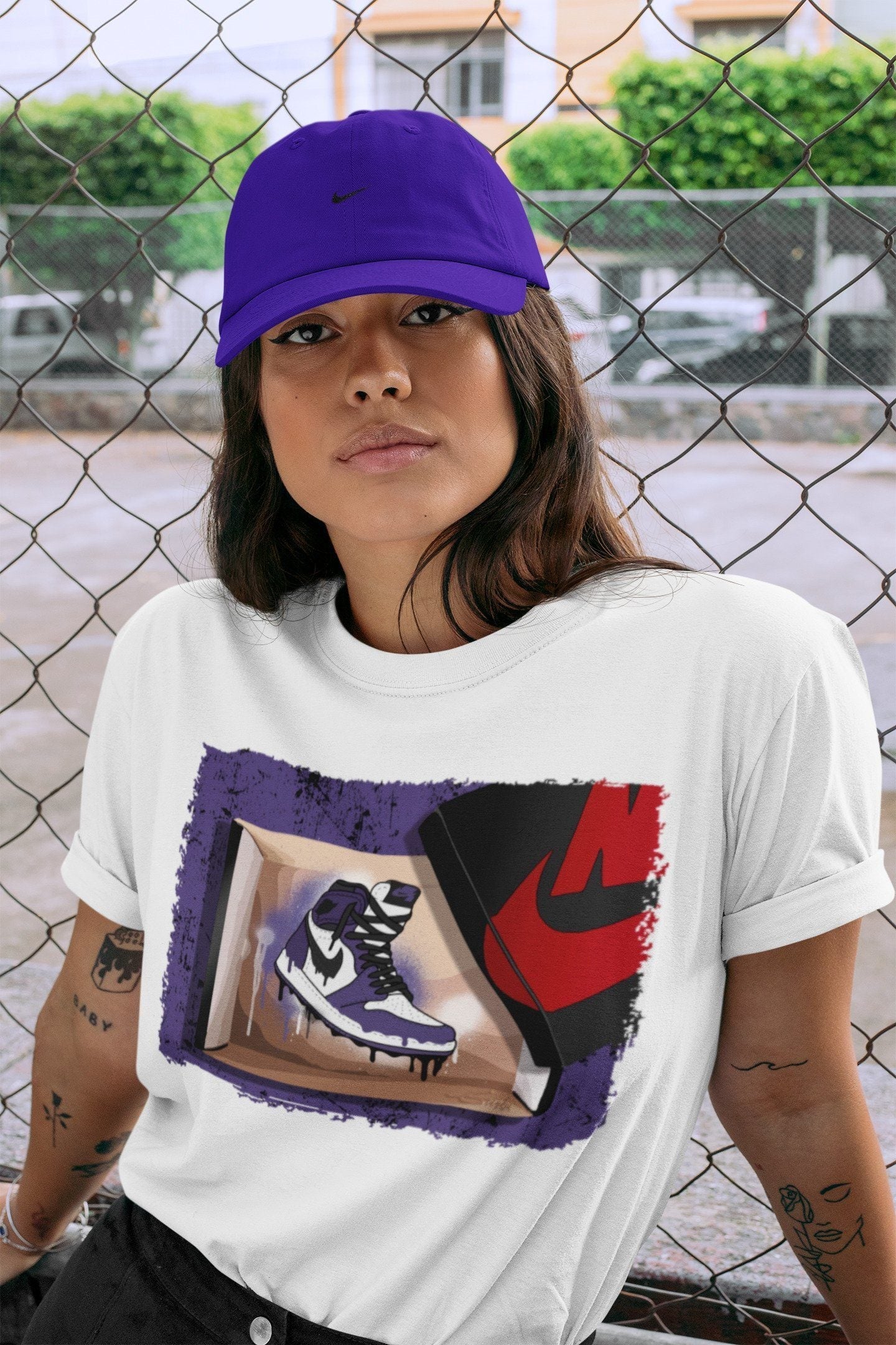 New Kicks Unisex Tops - Air Jordan 1 Court Purple