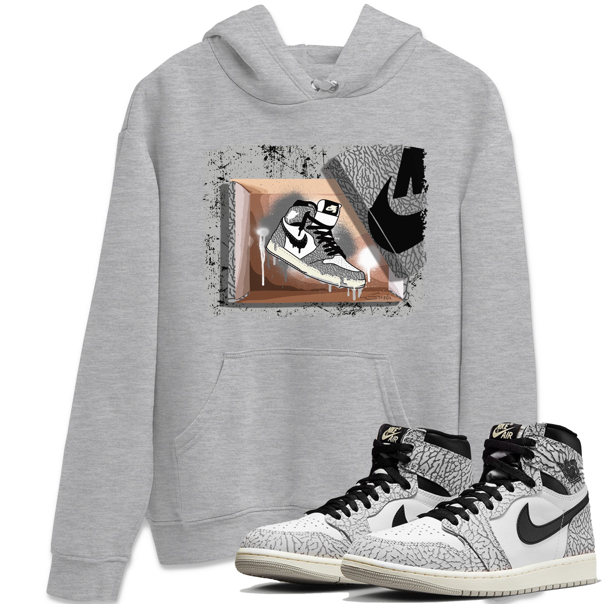 New Kicks Unisex Tops - Air Jordan 1 White Cement