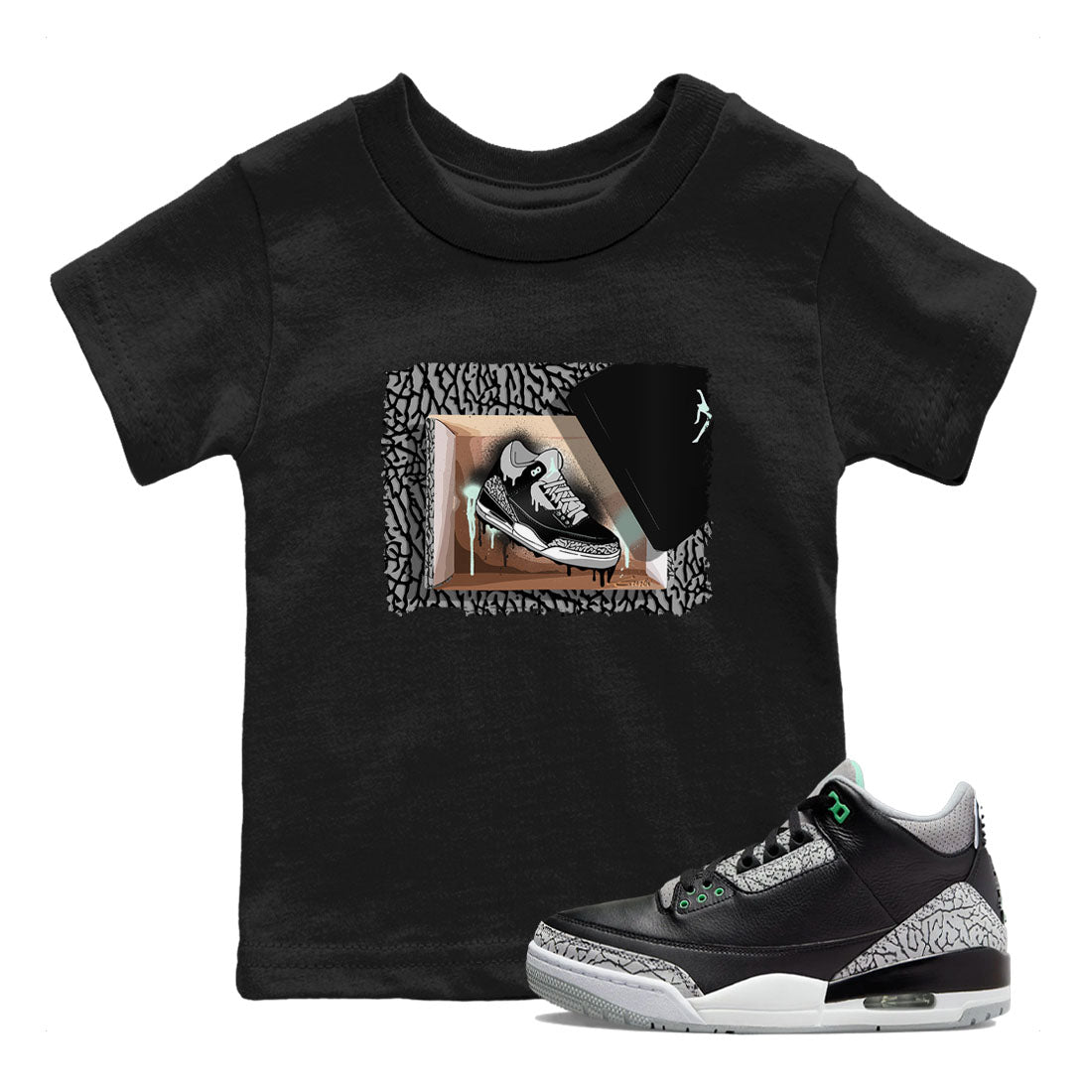 New Kicks snkmatch Tees Kids - Air Jordan 3 Green Glow