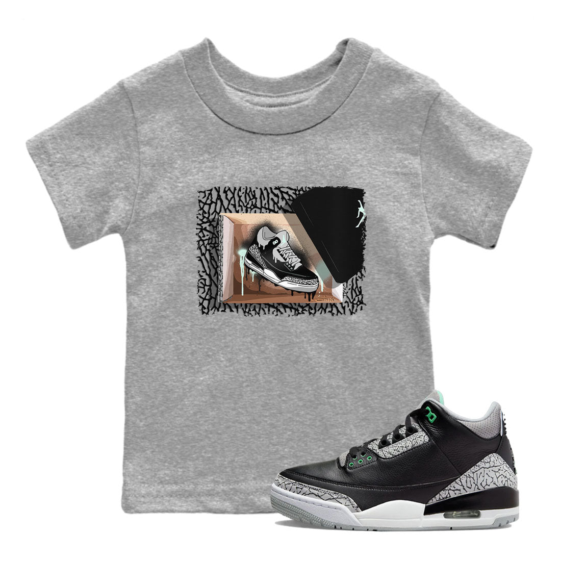 New Kicks snkmatch Tees Kids - Air Jordan 3 Green Glow