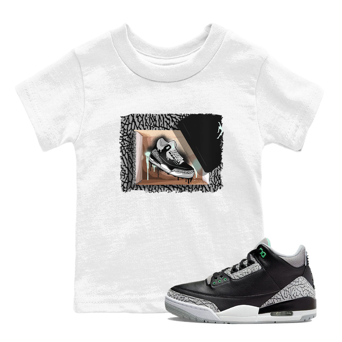 New Kicks snkmatch Tees Kids - Air Jordan 3 Green Glow