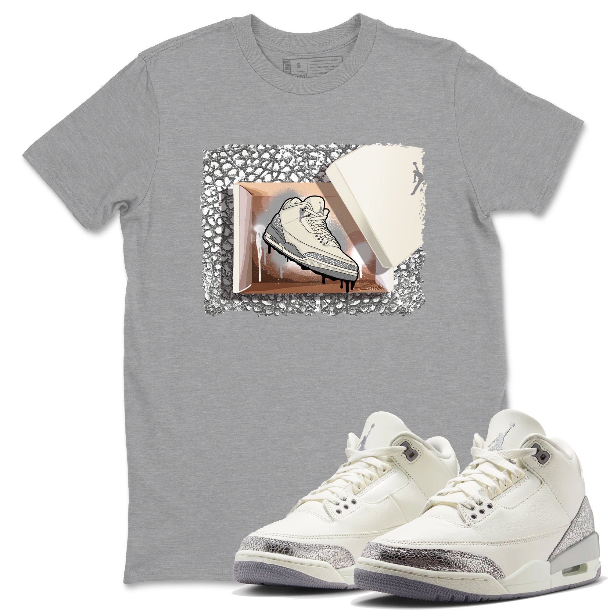 New Kicks snkmatch Tees - Air Jordan 3 Sail and Cement Grey
